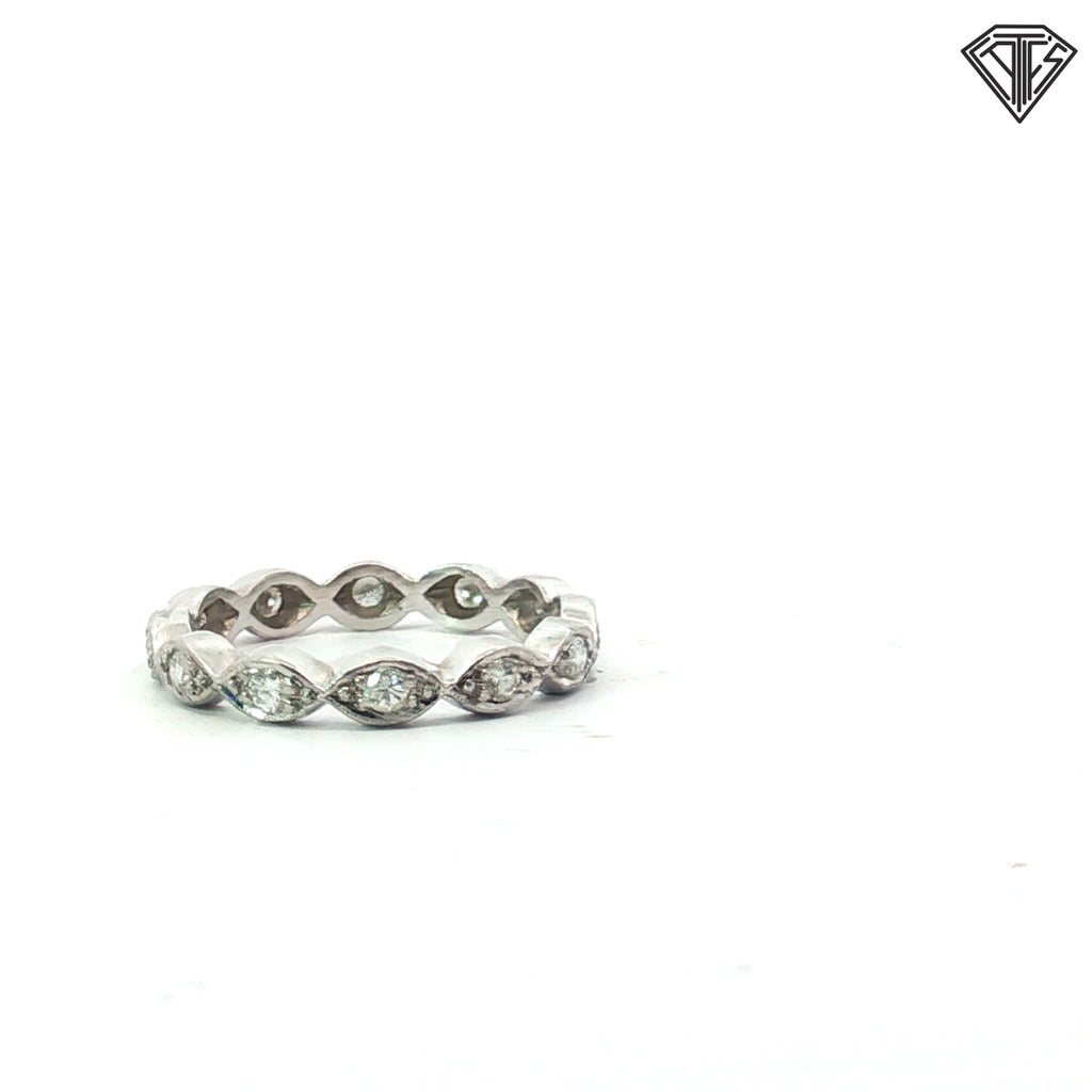 Platinum Vintage .30ct F VS2 Round Diamond Eternity Band Size 7