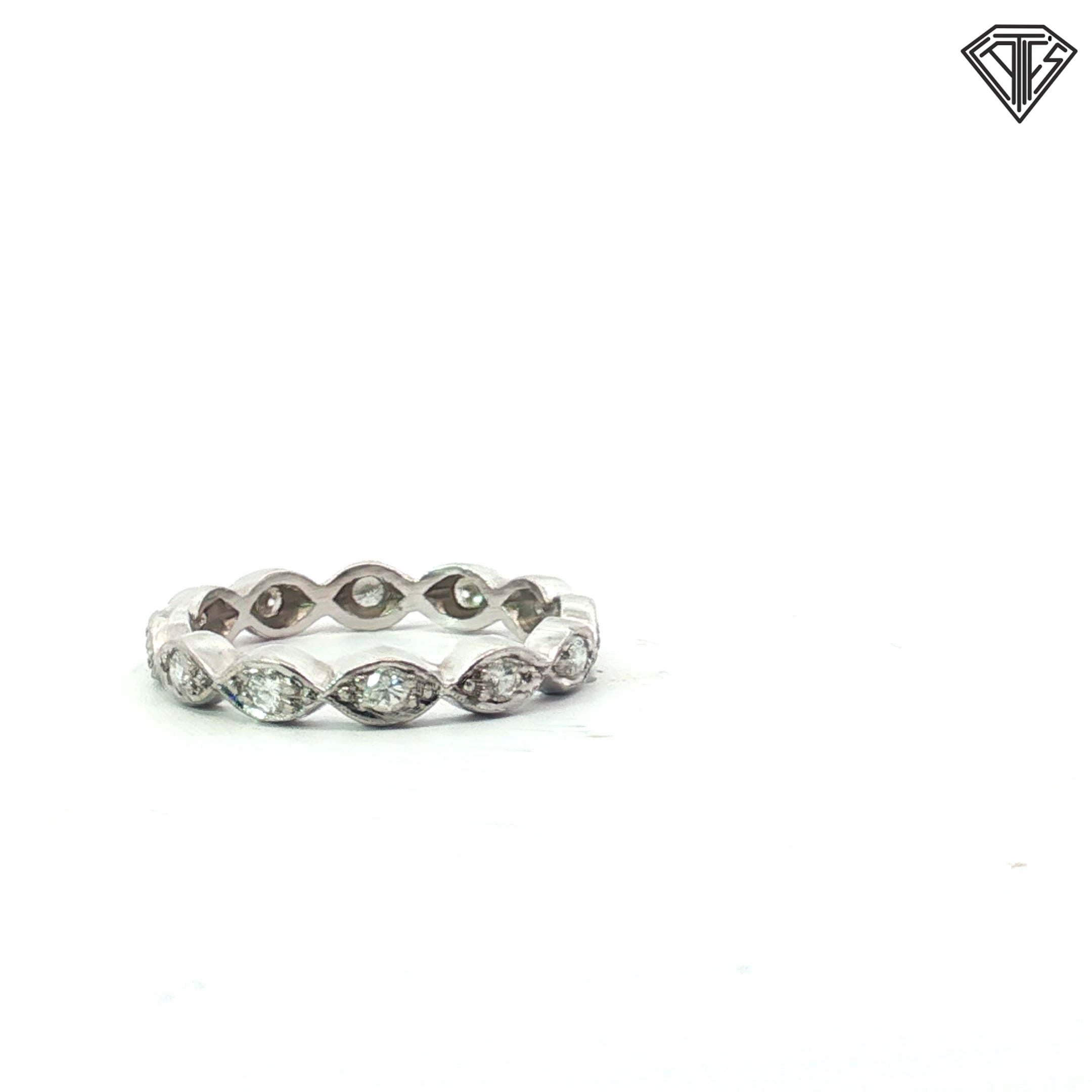 Platinum Vintage .30ct F VS2 Round Diamond Eternity Band Size 7