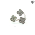 14k White Gold .75ct G VS2 Round Diamond (3) Four Clover Leaf Open Ring Size 7