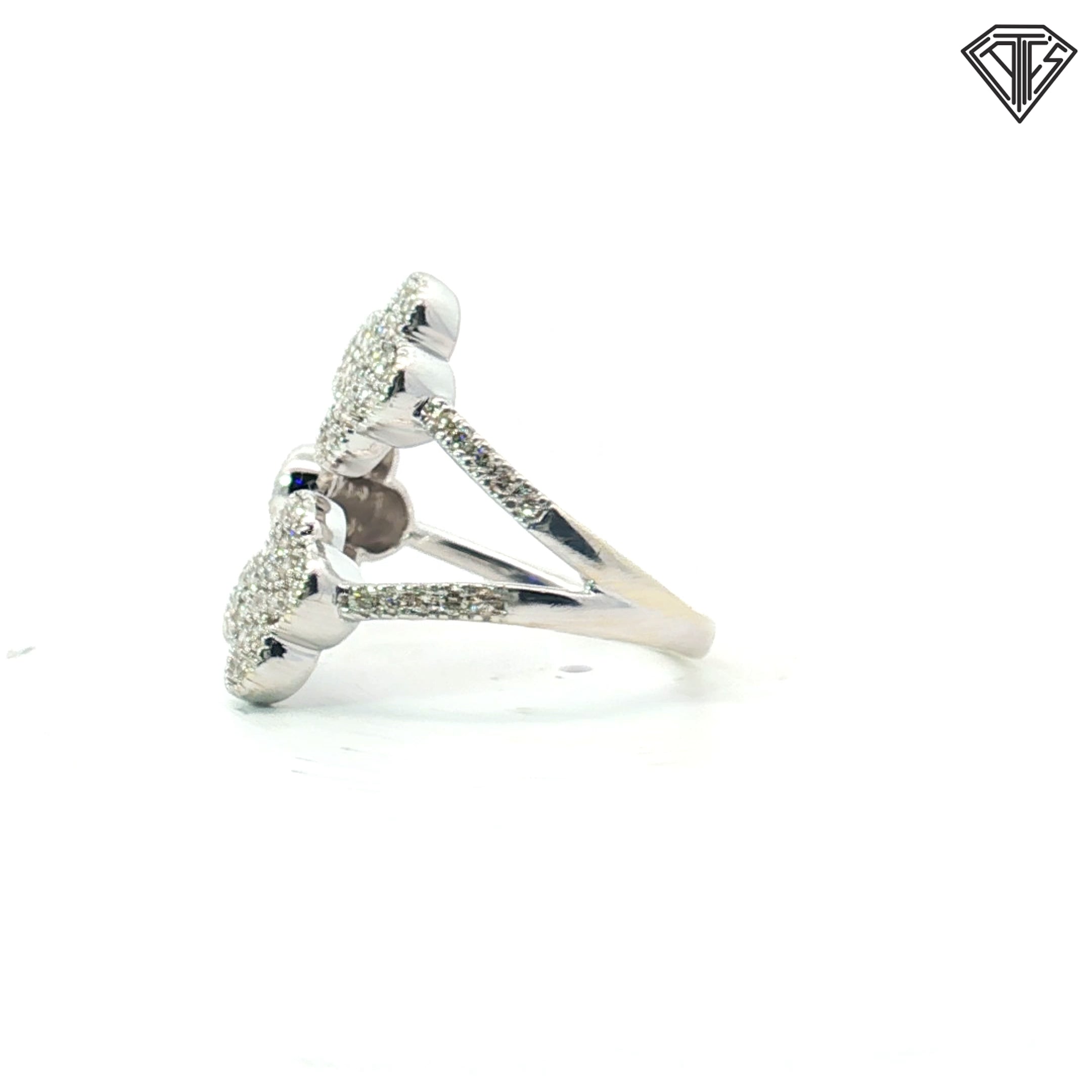 14k White Gold .75ct G VS2 Round Diamond (3) Four Clover Leaf Open Ring Size 7
