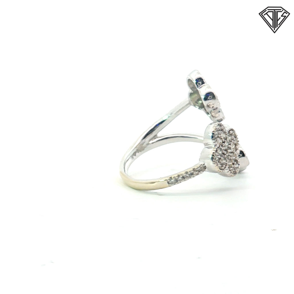 14k White Gold .75ct G VS2 Round Diamond (3) Four Clover Leaf Open Ring Size 7