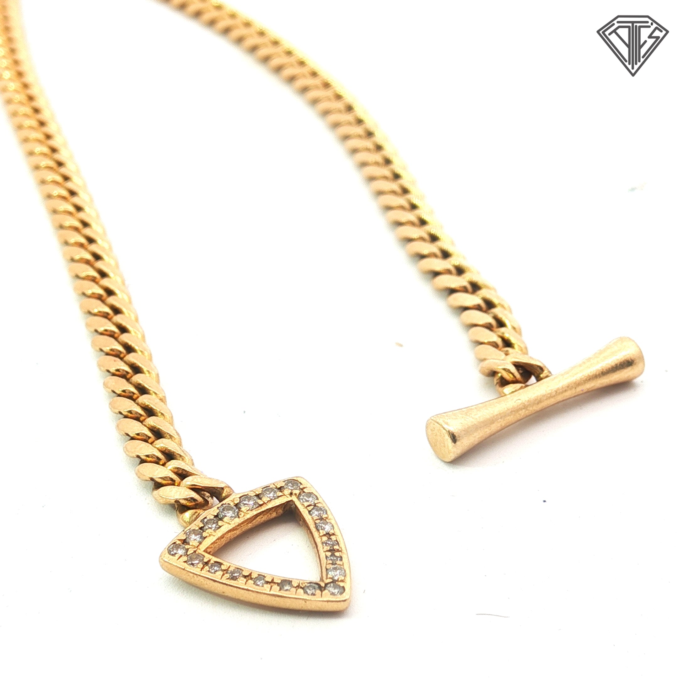 14k Yellow Gold Cuban Link / .10ct G SI1 Round Diamond with Toggle Clasp Bracelet 7.0 gram 7"inch