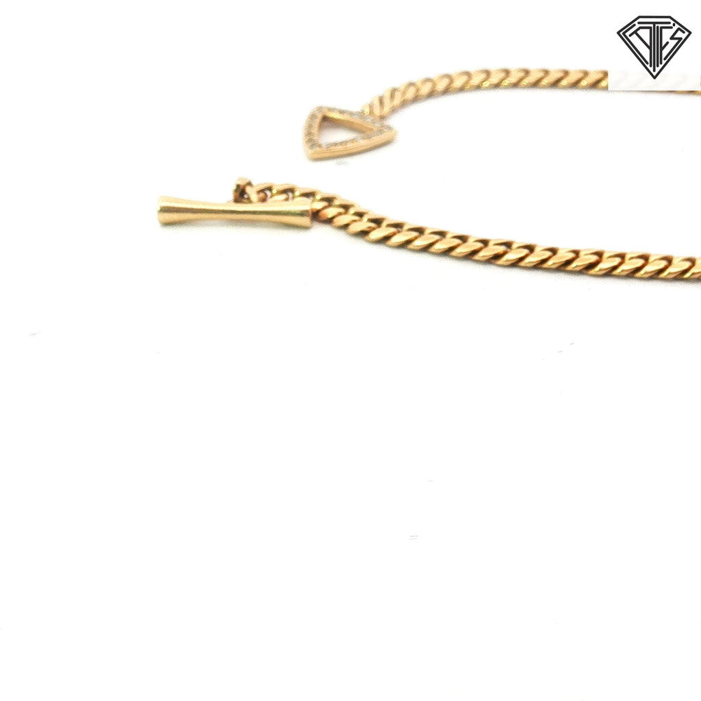 14k Yellow Gold Cuban Link / .10ct G SI1 Round Diamond with Toggle Clasp Bracelet 7.0 gram 7"inch