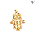 14k Yellow Gold Small Khamsa Filigree & Diamond Cut Finish Pendant 1.1 gram