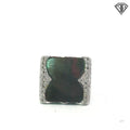 18k White Gold .35ct F VS2 Round Diamond / Flat 3/4" Tahitian Mother of Pearl Ring Size 7  17.7 gram