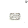 14k White Gold 1.50ct G SI1 Round Diamond (3) Row Bezel Set Center Diamond Ring Size 8.5
