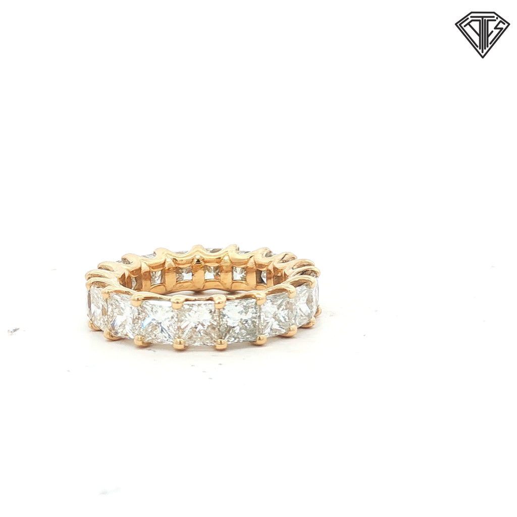 14k Yellow Gold 7.04ct G/H VS2  (18) Princess Cut Eternity Ring Size 6.5