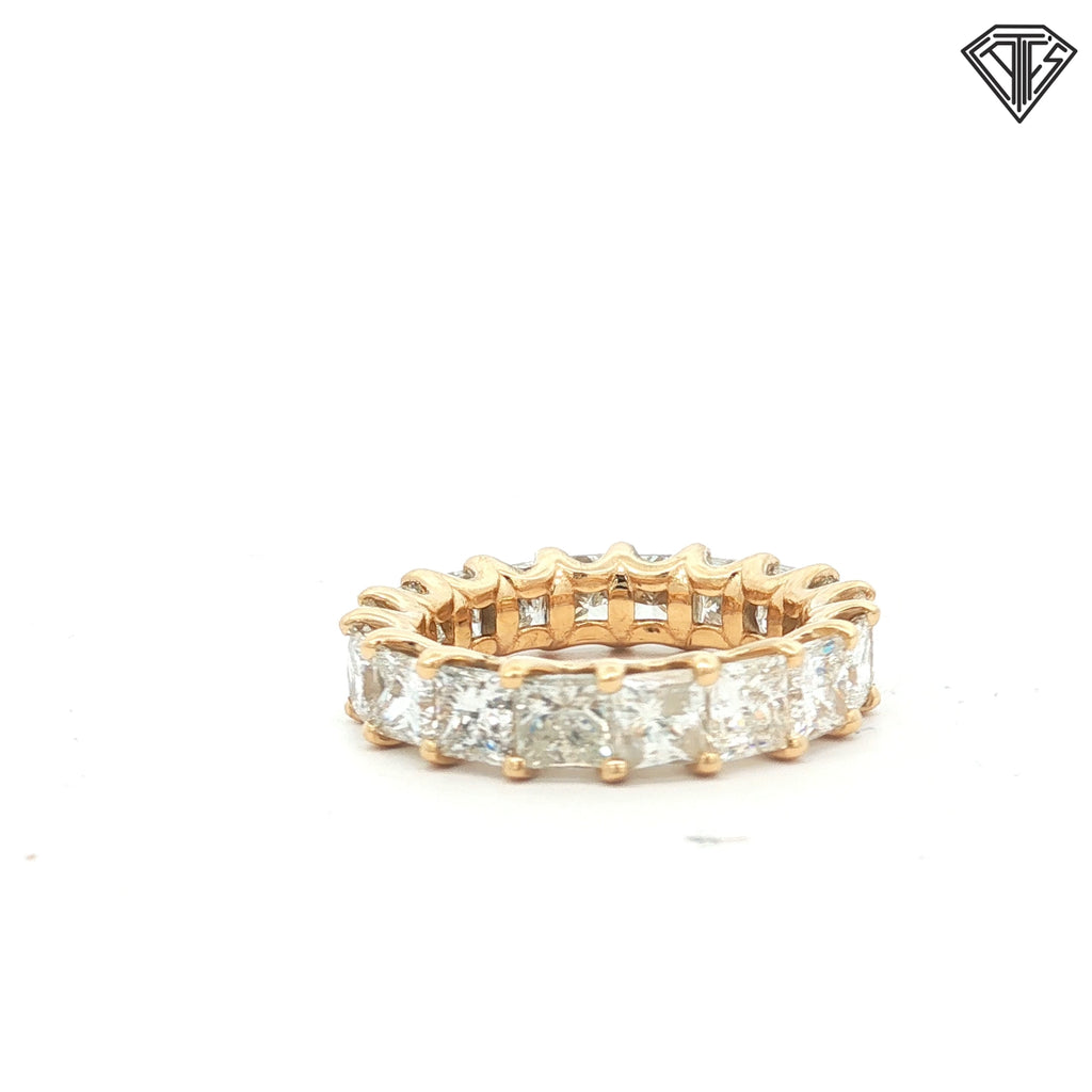 14k Yellow Gold 7.04ct G/H VS2  (18) Princess Cut Eternity Ring Size 6.5