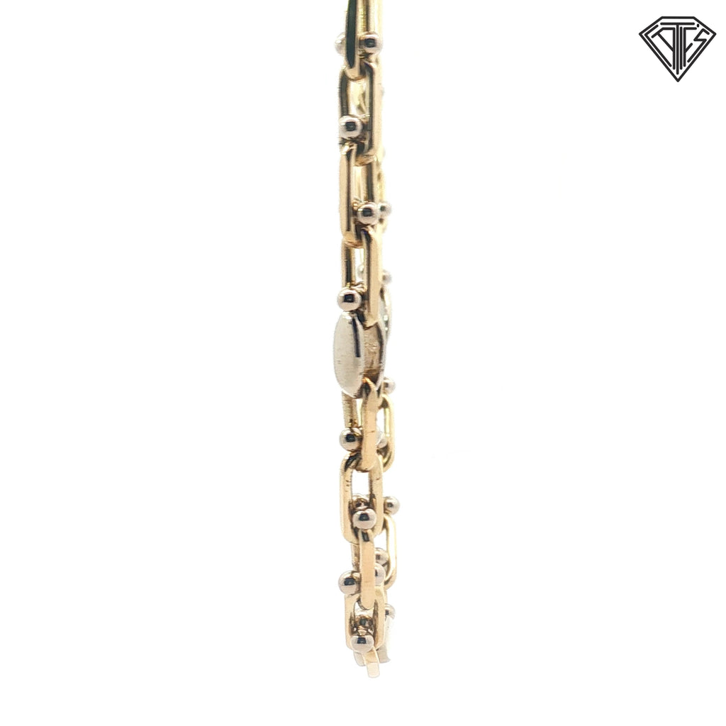 14k Two Tone Fancy Italian Link Necklace 61.8 gram 5mm 24"inch