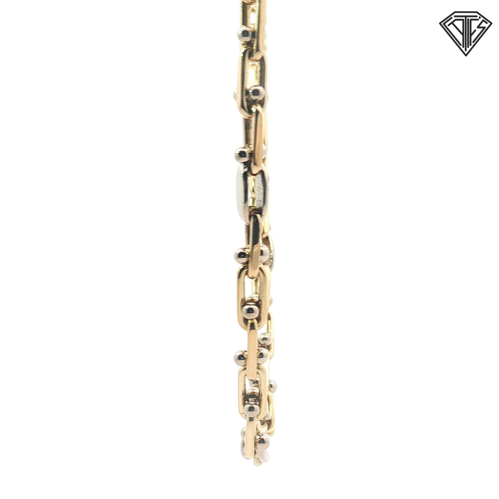 14k Two Tone Fancy Italian Link Necklace 61.8 gram 5mm 24"inch