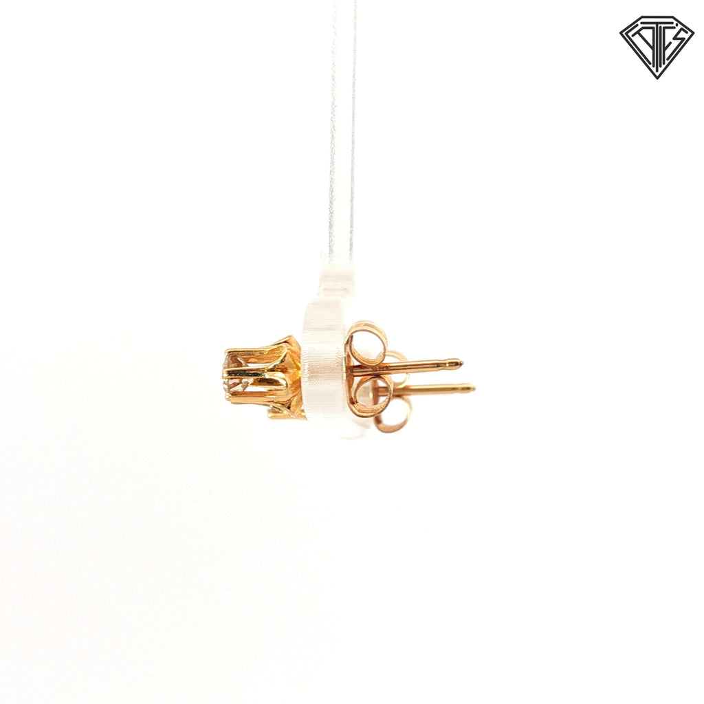 14k Yellow Gold .20ct G SI1 Round Diamond Vintage High Buttercup Baby Stud Earrings