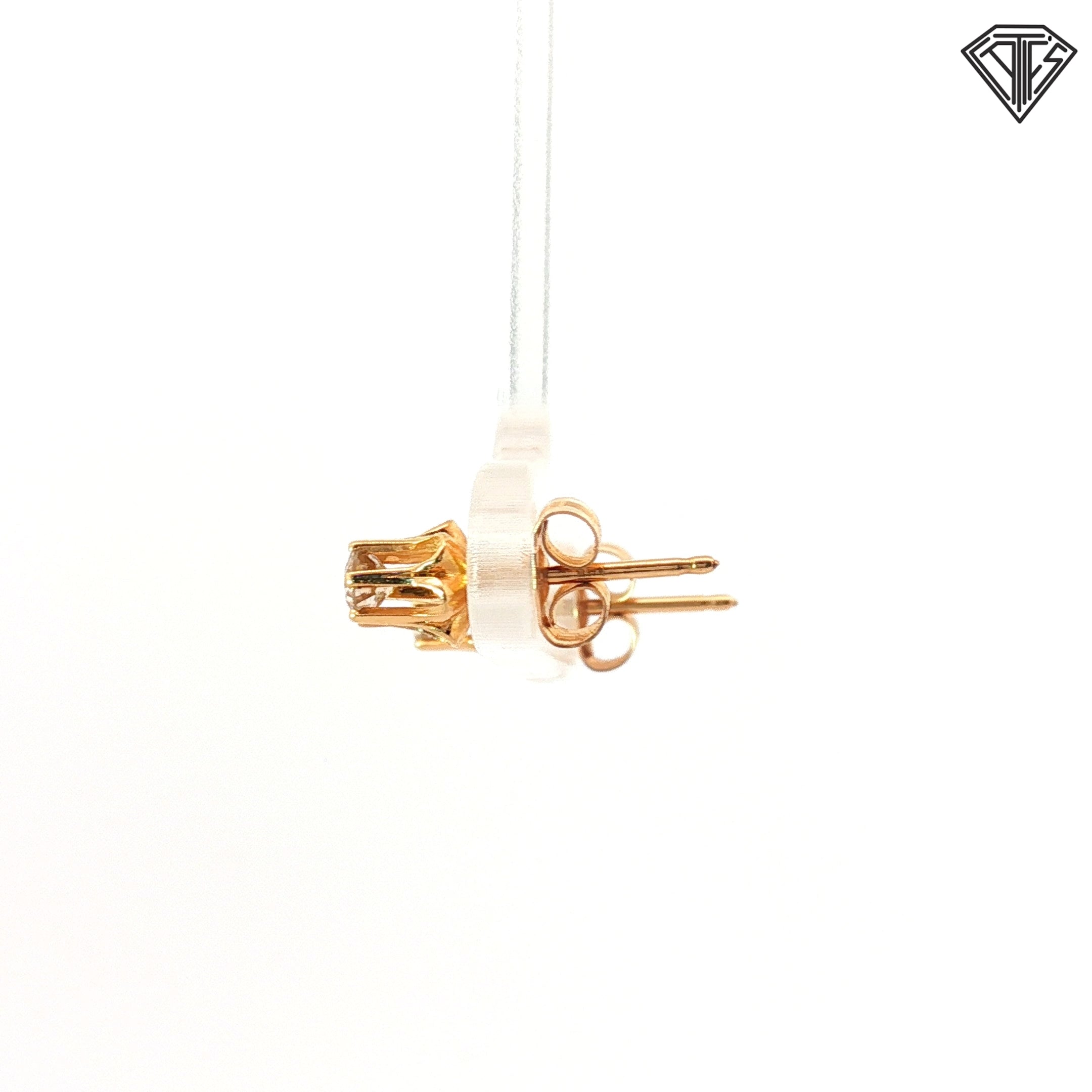 14k Yellow Gold .20ct G SI1 Round Diamond Vintage High Buttercup Baby Stud Earrings