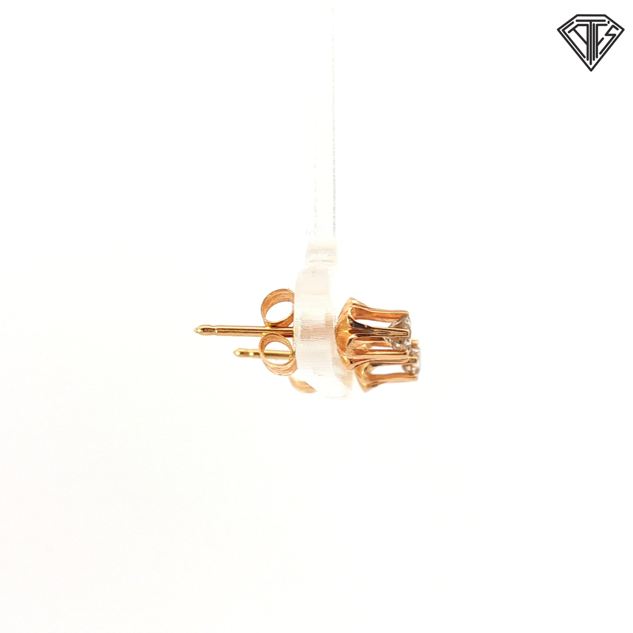 14k Yellow Gold .20ct G SI1 Round Diamond Vintage High Buttercup Baby Stud Earrings