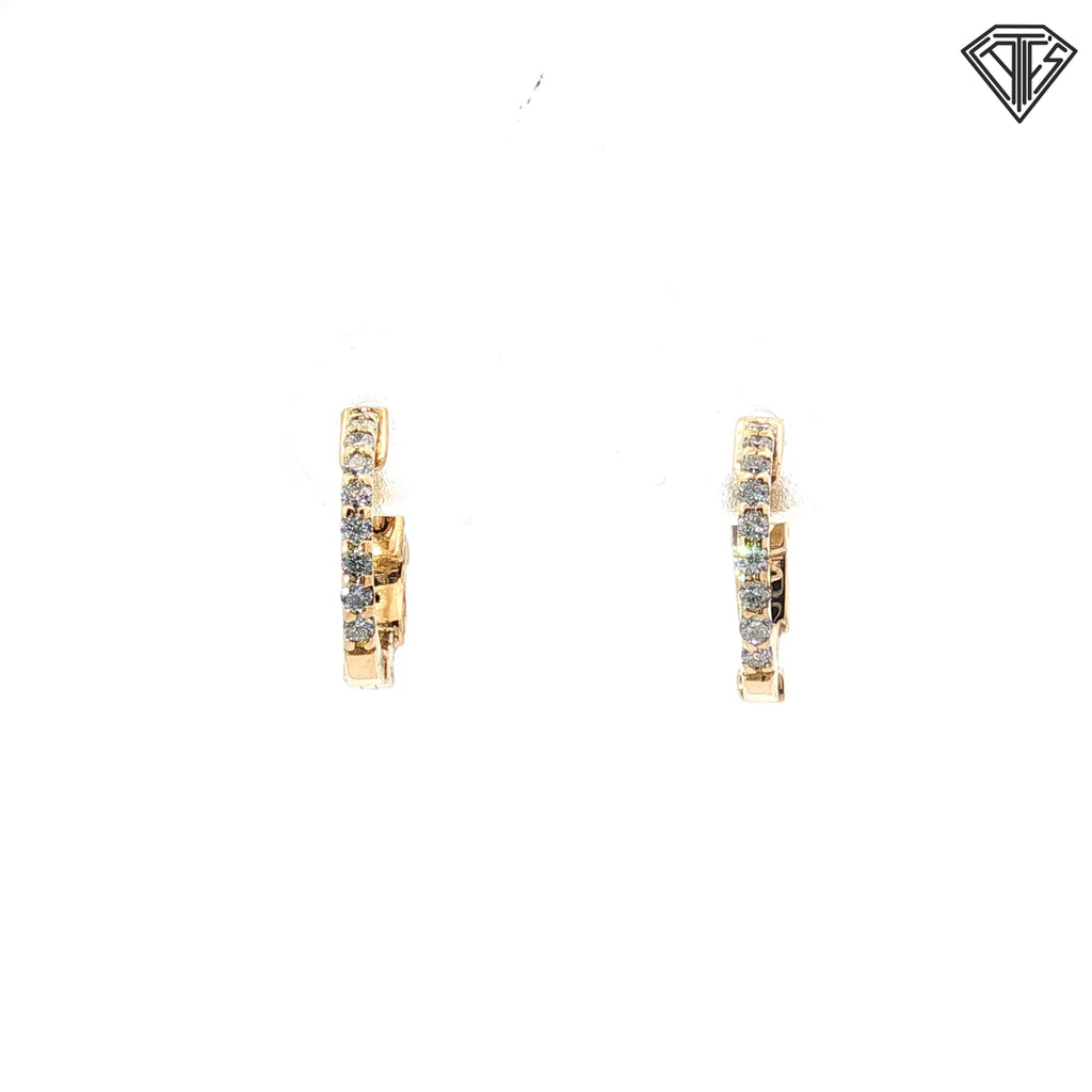 14k Yellow Gold .20ct G SI1 Round Diamond Hoop Earrings 1/3"