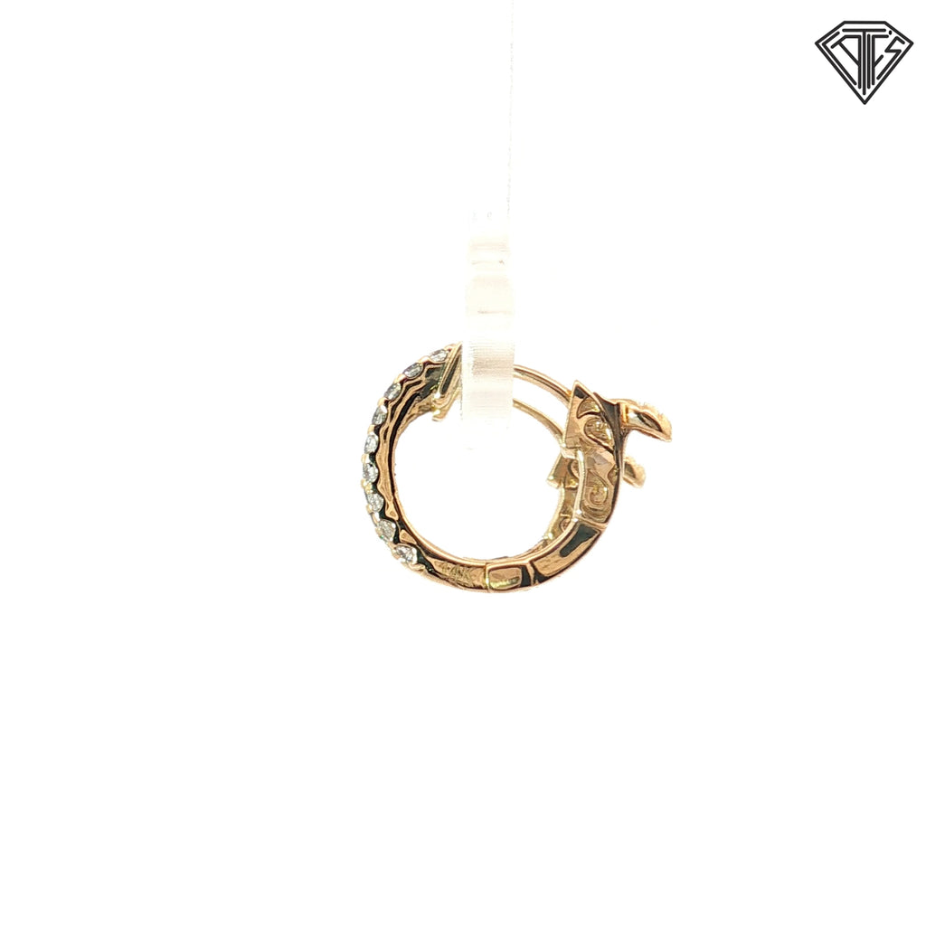 14k Yellow Gold .20ct G SI1 Round Diamond Hoop Earrings 1/3"