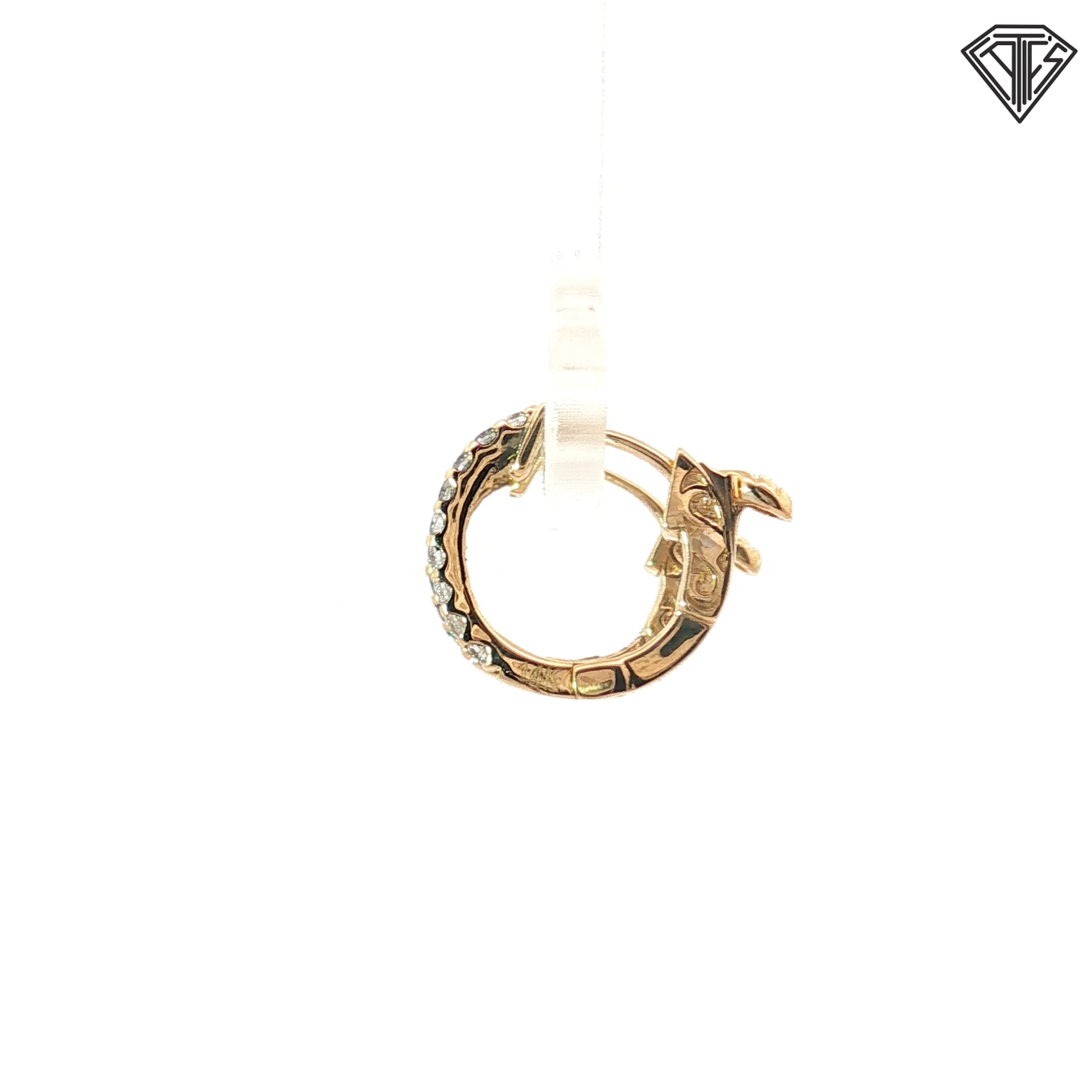 14k Yellow Gold .20ct G SI1 Round Diamond Hoop Earrings 1/3"