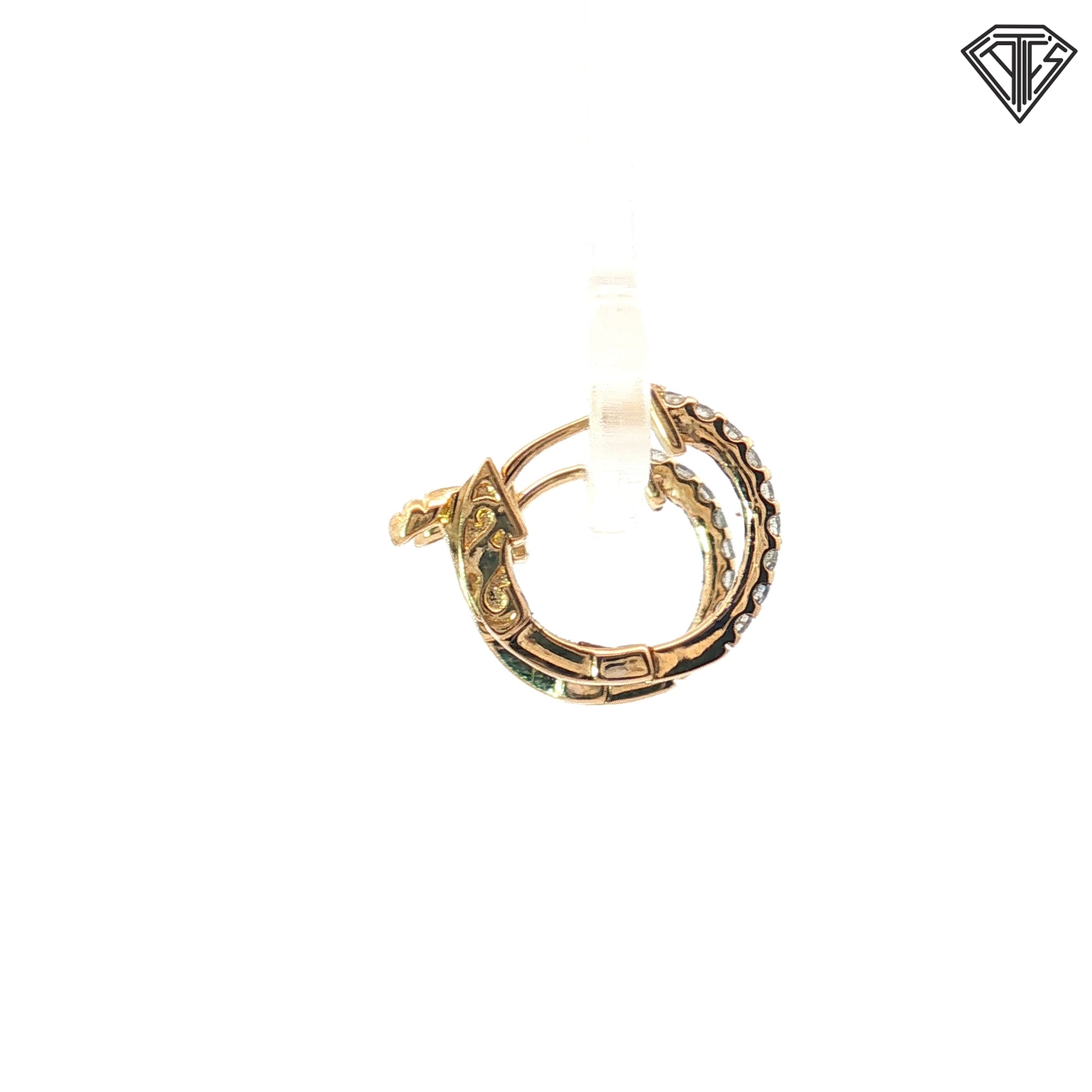 14k Yellow Gold .20ct G SI1 Round Diamond Hoop Earrings 1/3"