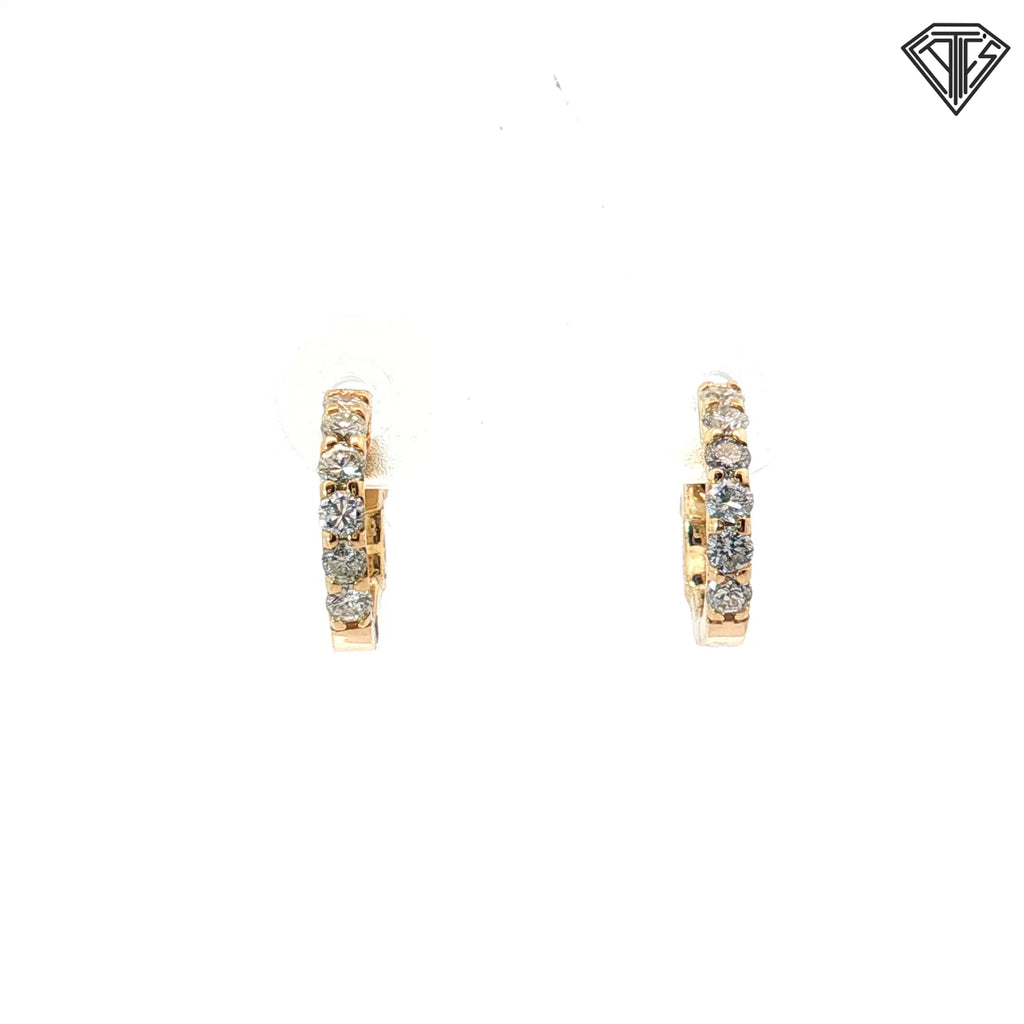 14k Yellow Gold .36ct G VS2 Round Diamond Small Hoop Earrings