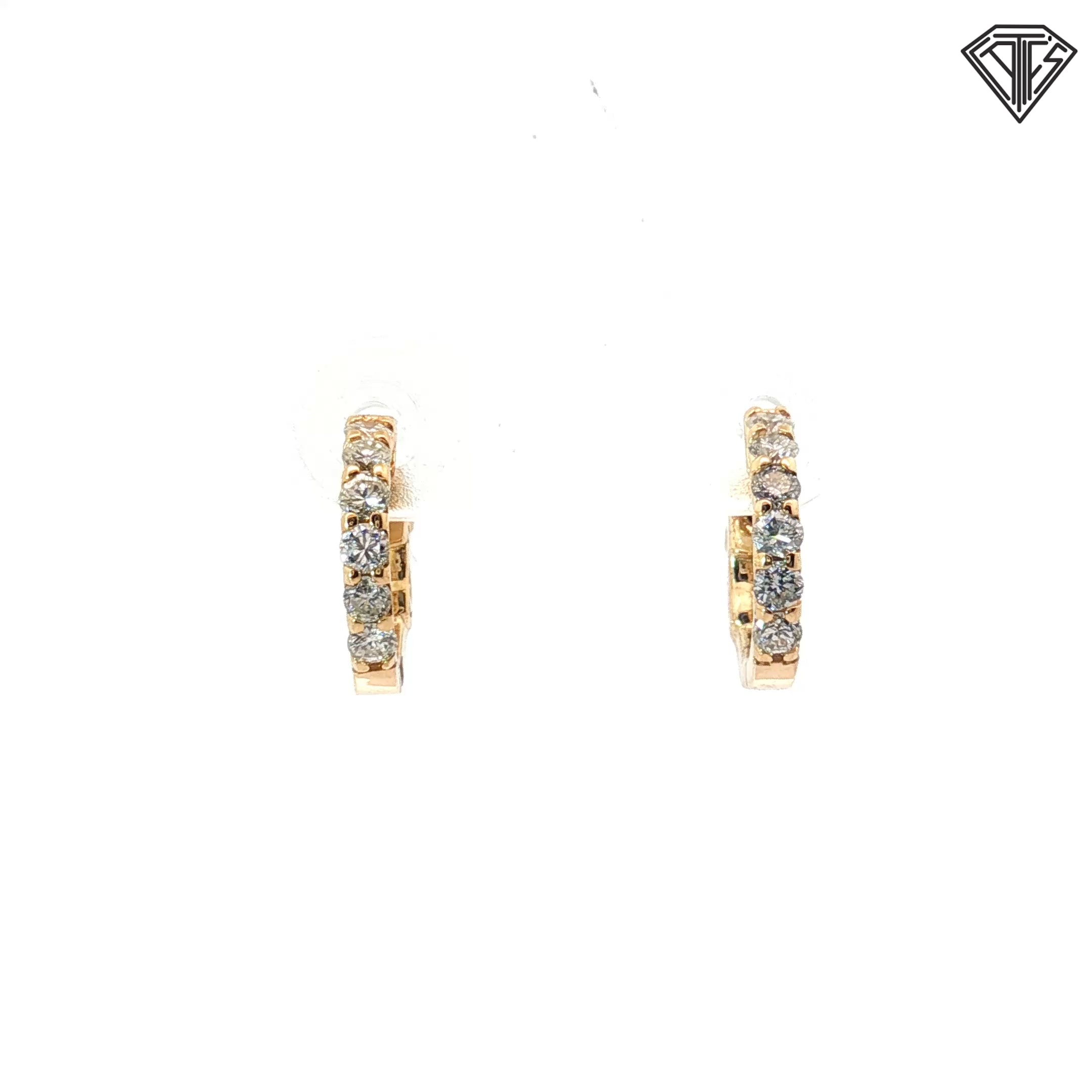 14k Yellow Gold .36ct G VS2 Round Diamond Small Hoop Earrings