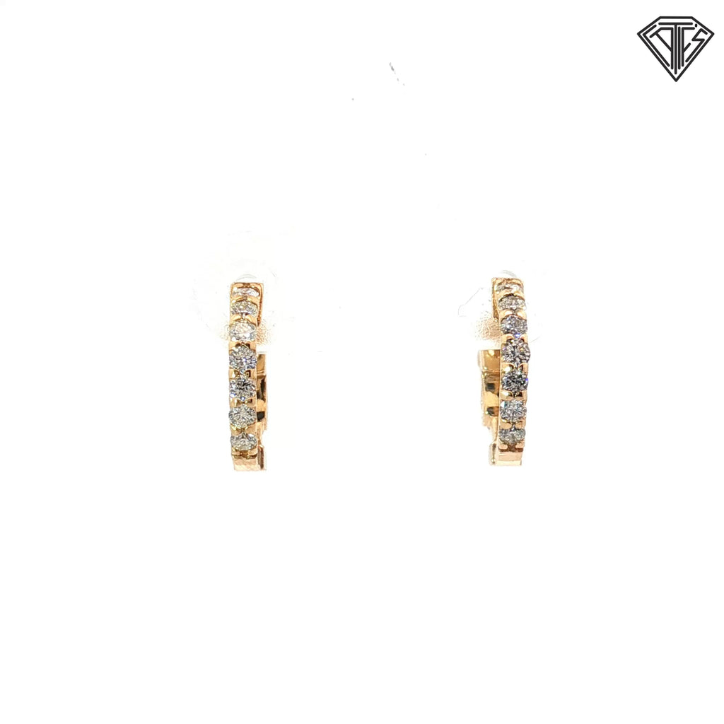 14k Yellow Gold .30ct G VS2 Round Hoop Earrings 3/8"inch