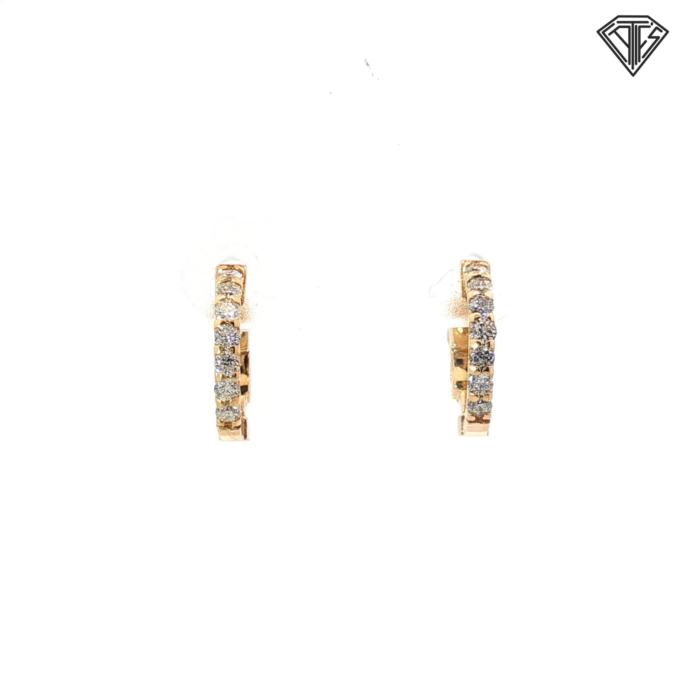14k Yellow Gold .30ct G VS2 Round Hoop Earrings 3/8"inch