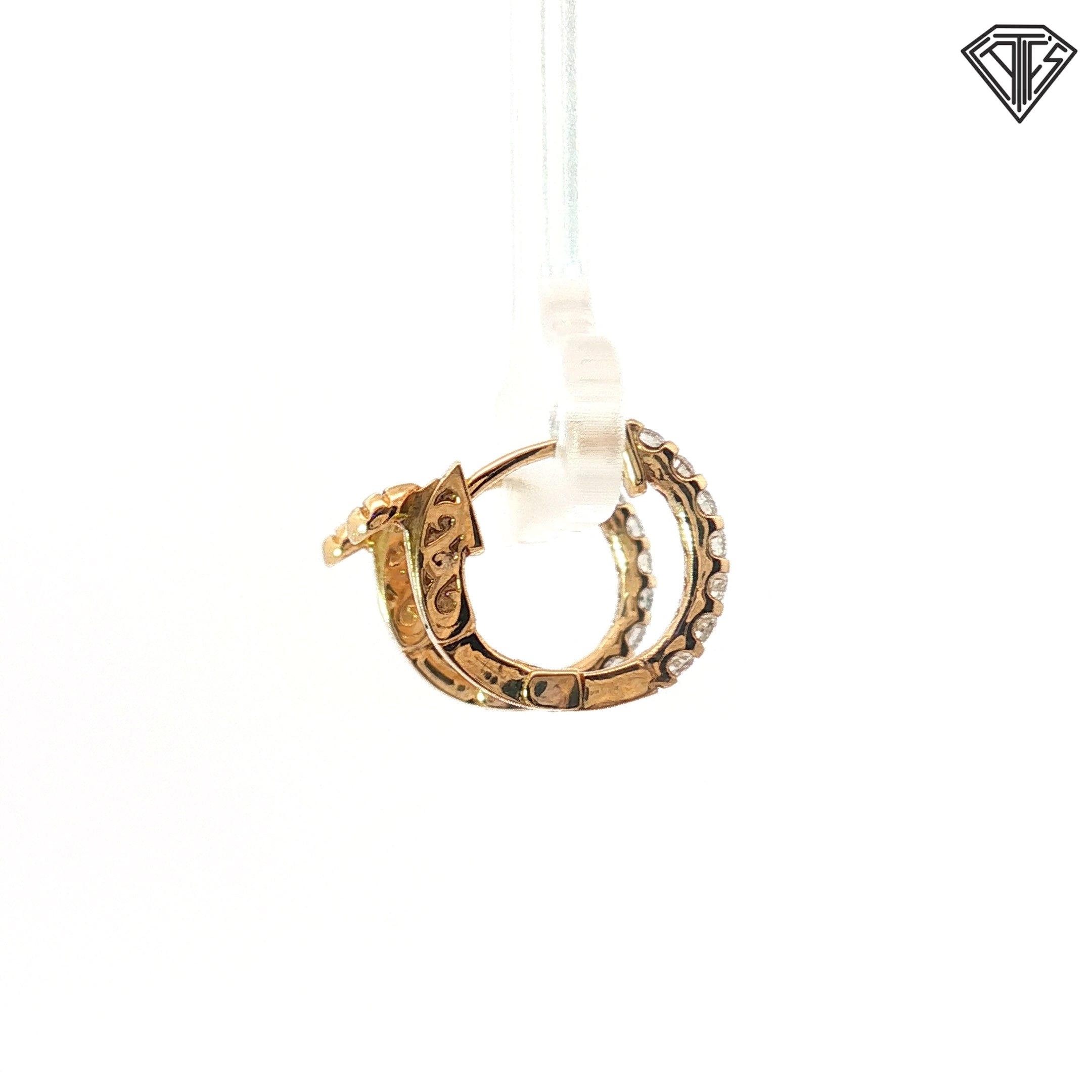 14k Yellow Gold .30ct G VS2 Round Hoop Earrings 3/8"inch
