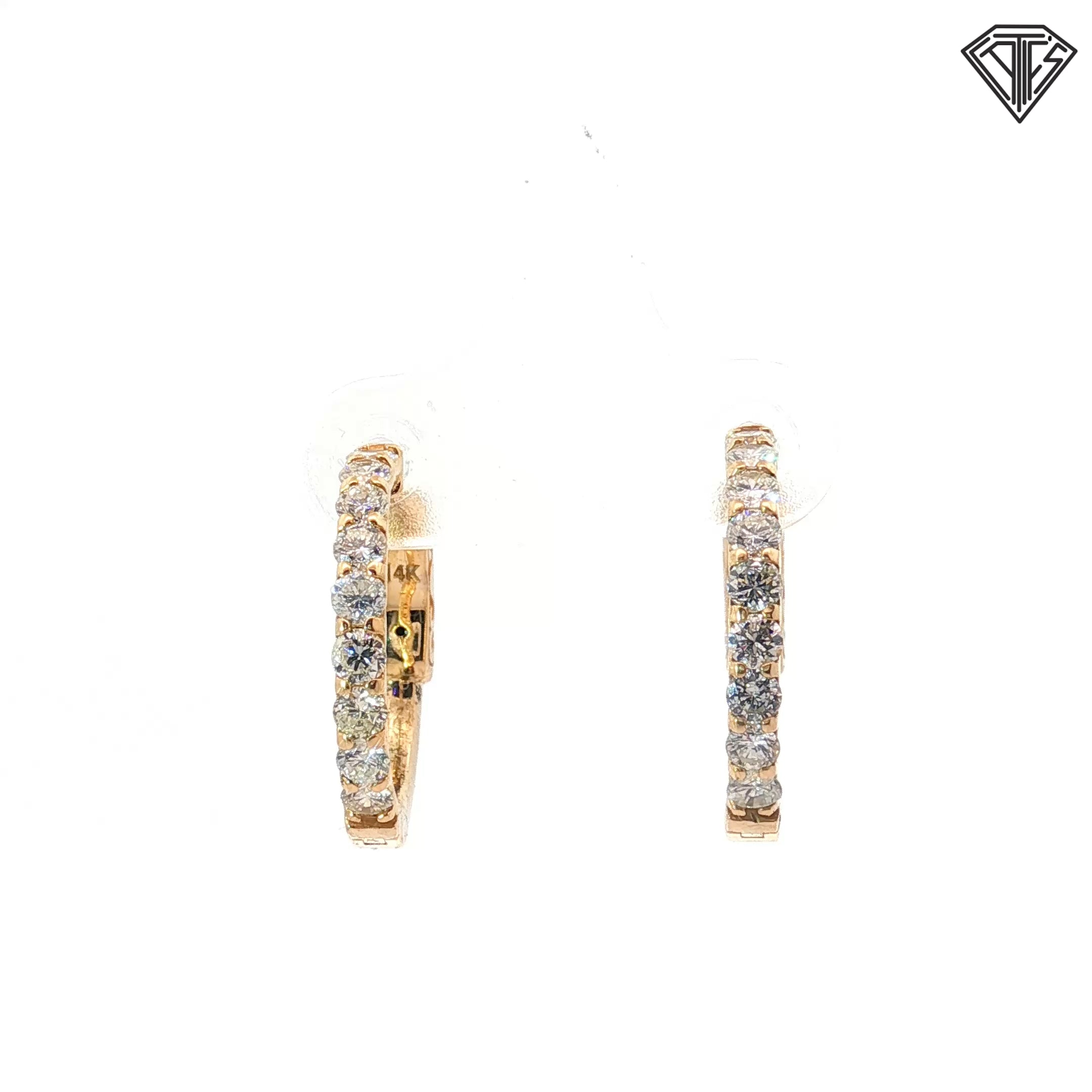 14k Yellow Gold 1.00ct G VS2 Round Diamond Hoop Earrings