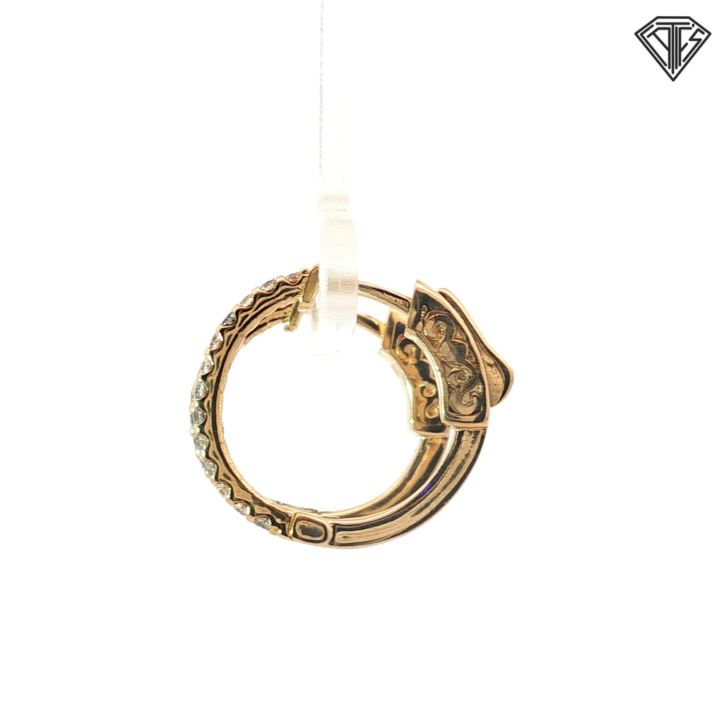 14k Yellow Gold .25ct G SI1 Round Diamond Hoop Earrings 1/2"