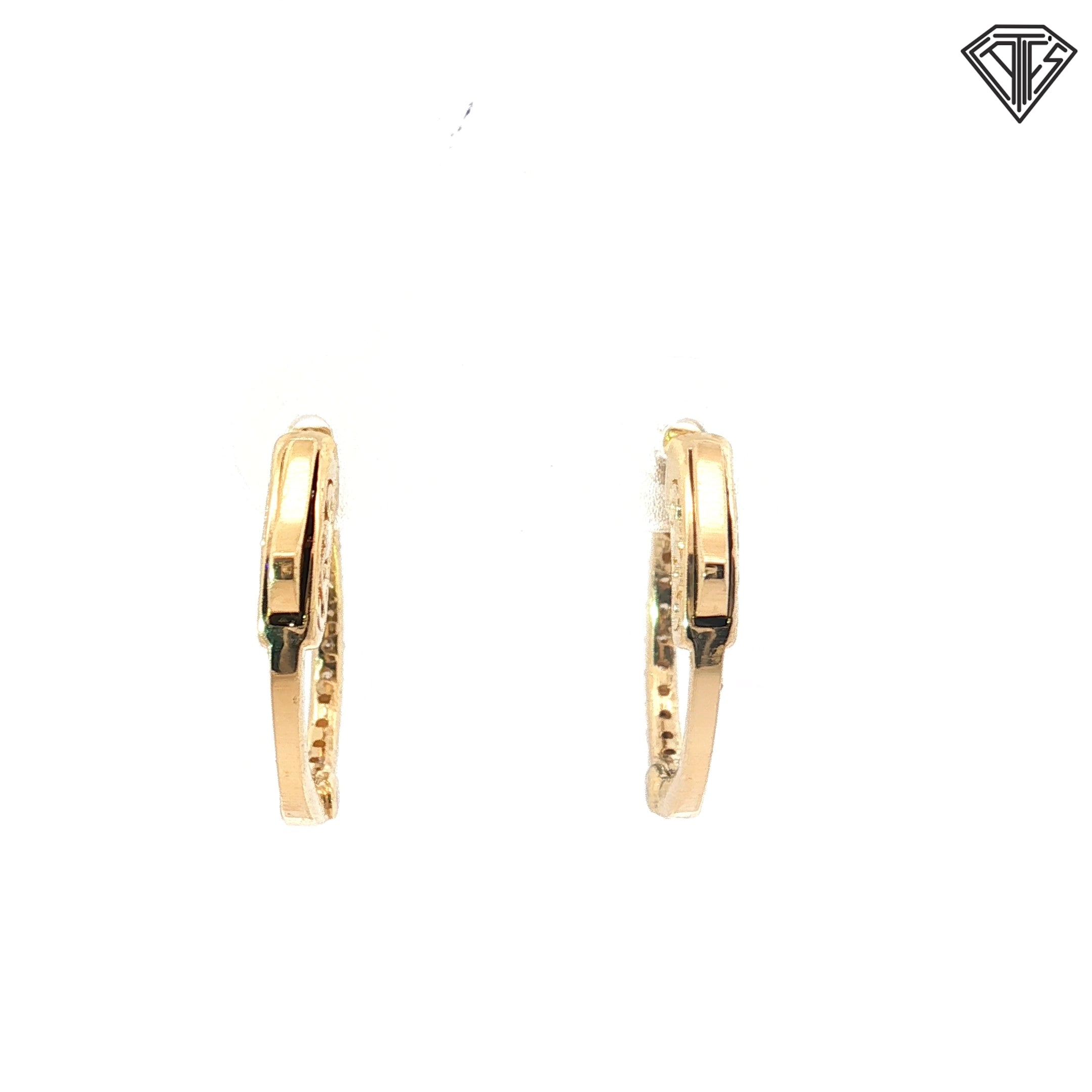 14k Yellow Gold .25ct G SI1 Round Diamond Hoop Earrings 1/2"