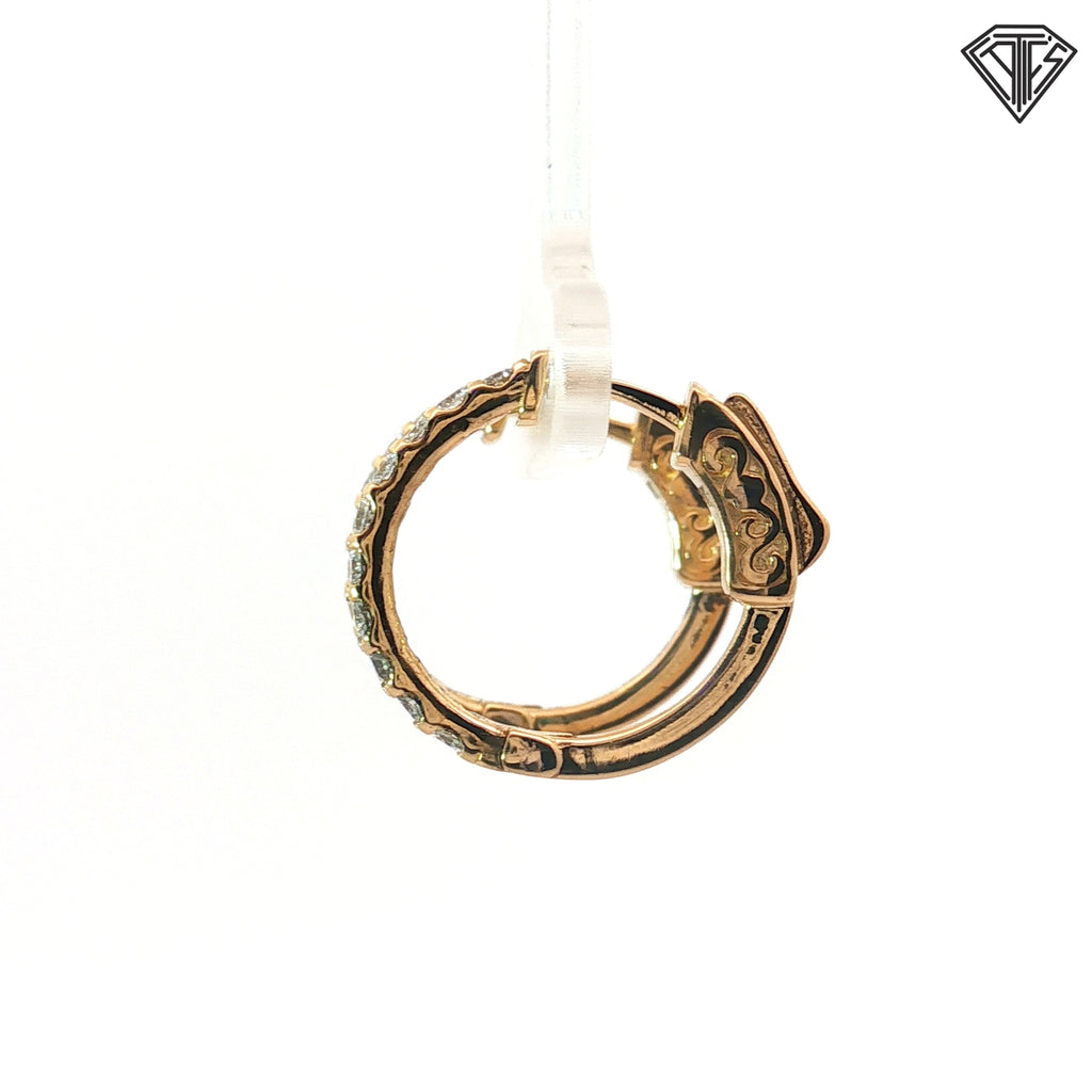 14k Yellow Gold .65ct G VS2 Round Diamond Hoop Earrings 5/8"