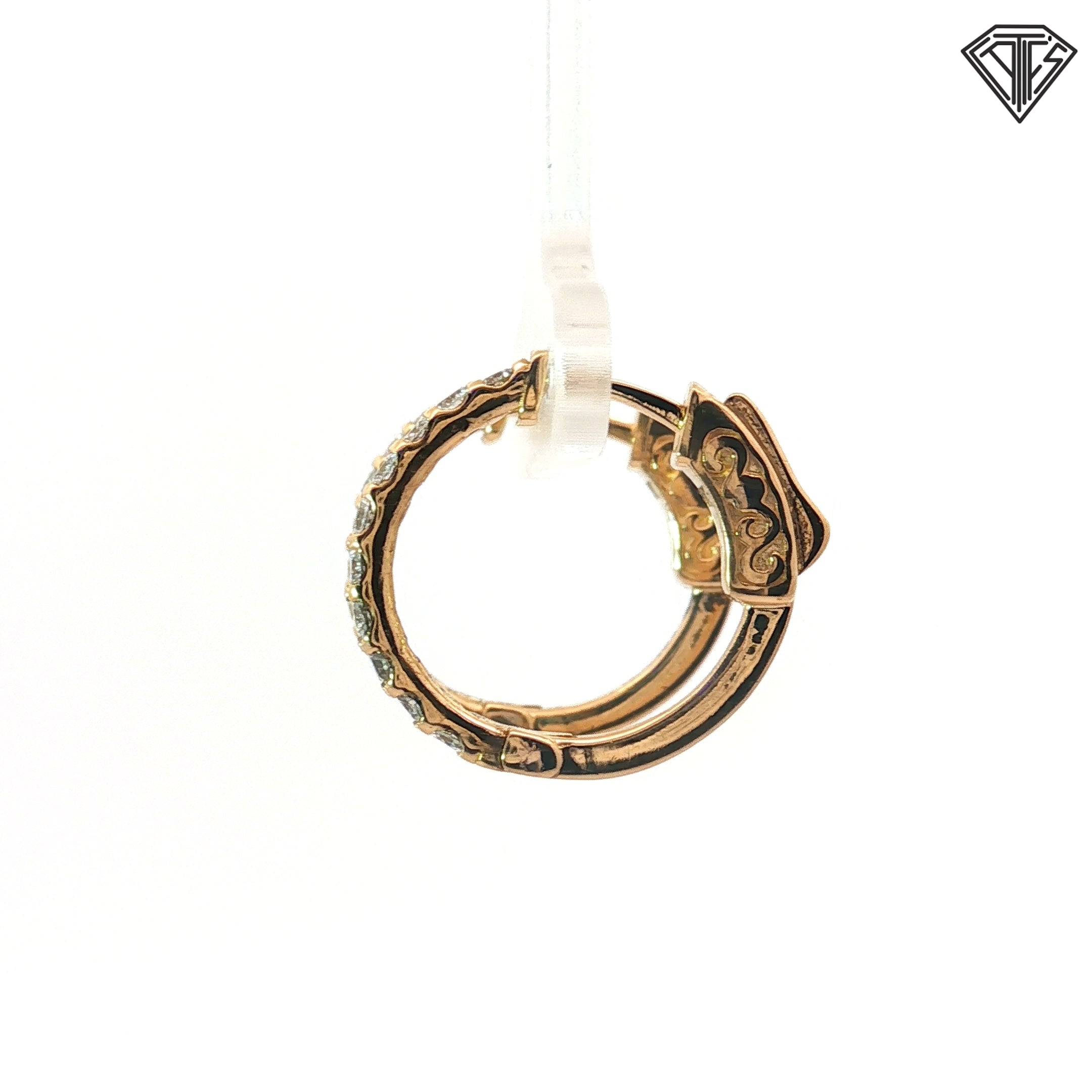 14k Yellow Gold .65ct G VS2 Round Diamond Hoop Earrings 5/8"