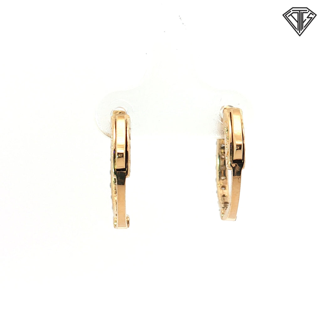 14k Yellow Gold .65ct G VS2 Round Diamond Hoop Earrings 5/8"