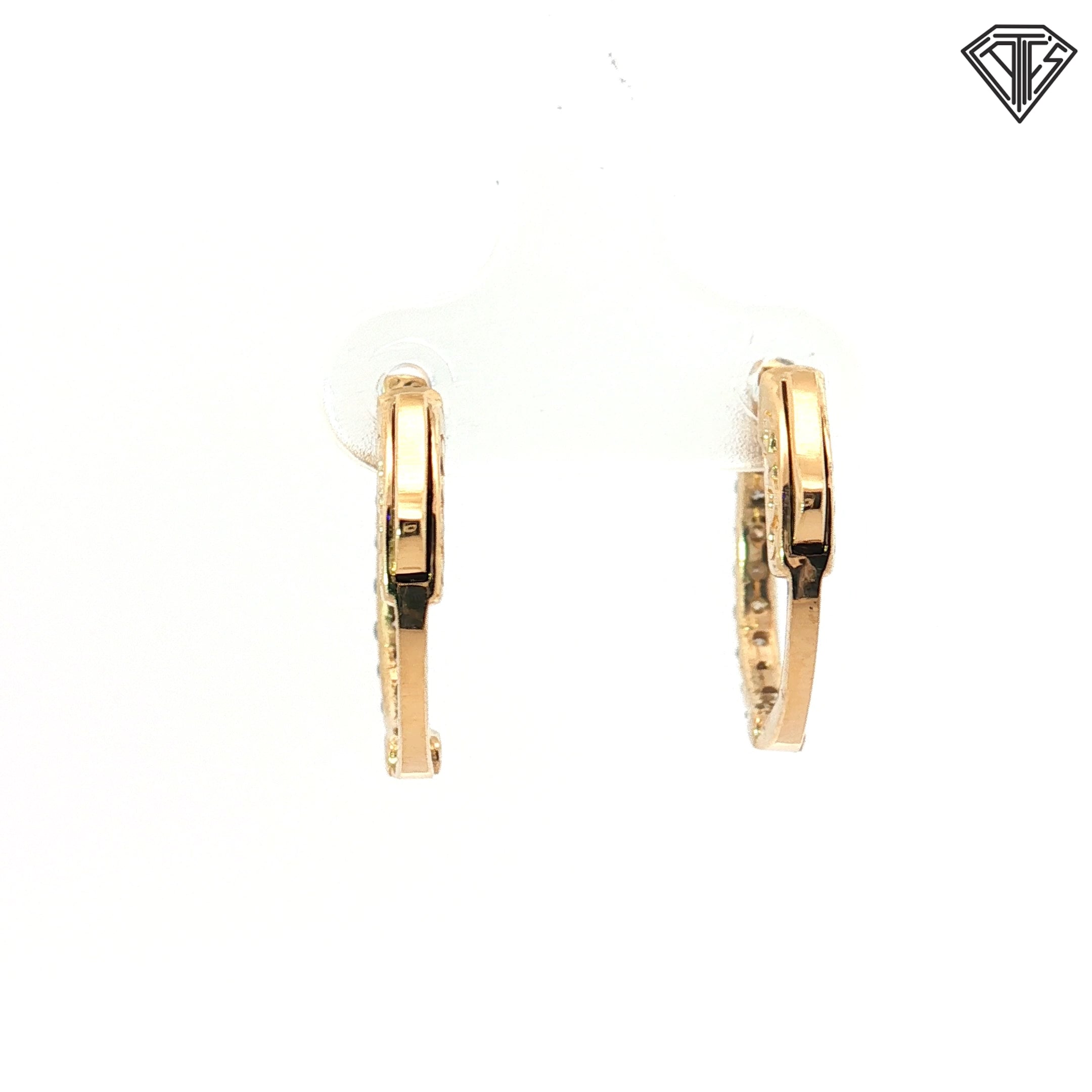 14k Yellow Gold .65ct G VS2 Round Diamond Hoop Earrings 5/8"