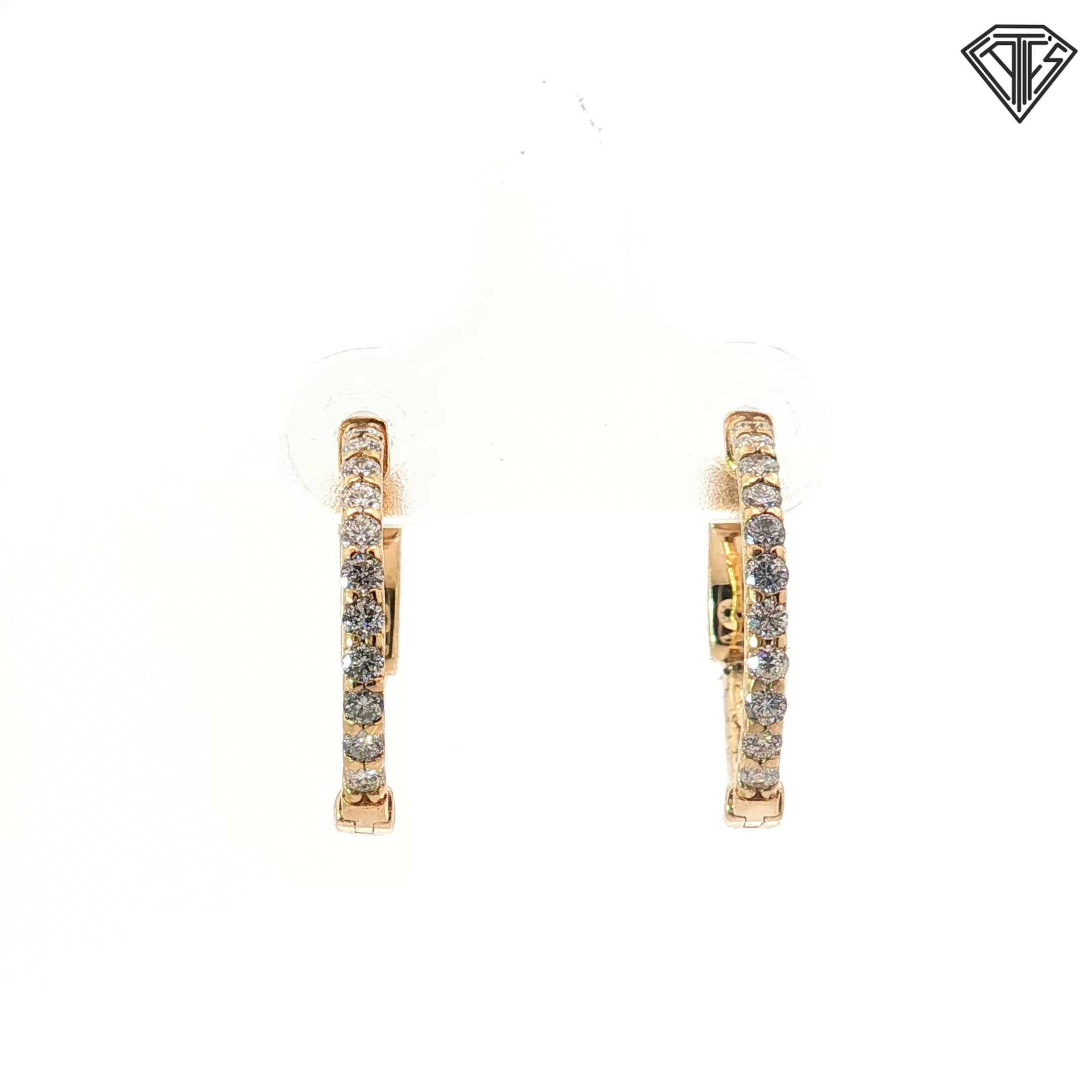 14k Yellow Gold .50ct F VS2 Round Diamond Hoop Earrings