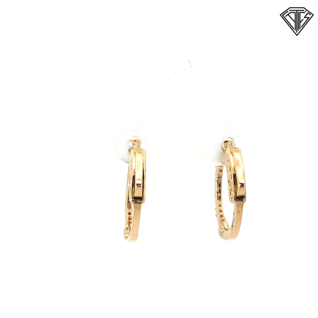 14k Yellow Gold .35ct G VS2 Round Diamond Hoop Earrings 1/2"