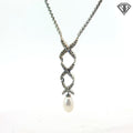Pre-Owed David Yurman Silver Albion Style Crossover Pearl Necklace 16"inch 1.5mm