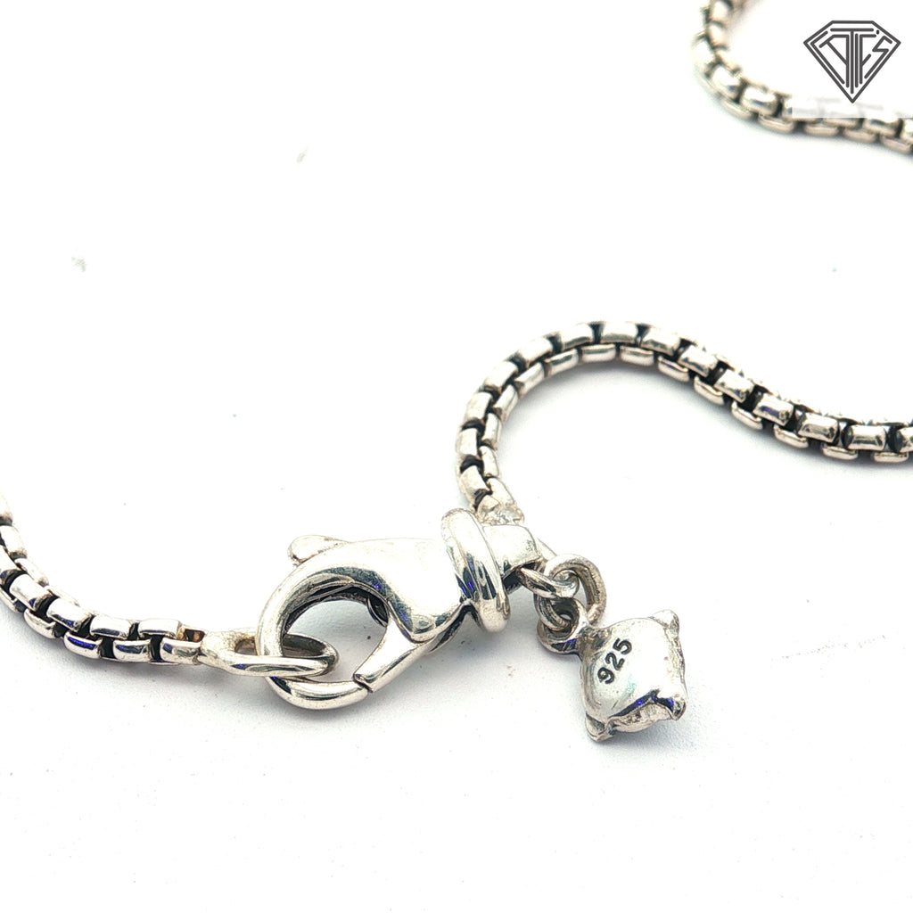 Pre-Owed David Yurman Silver Albion Style Crossover Pearl Necklace 16"inch 1.5mm