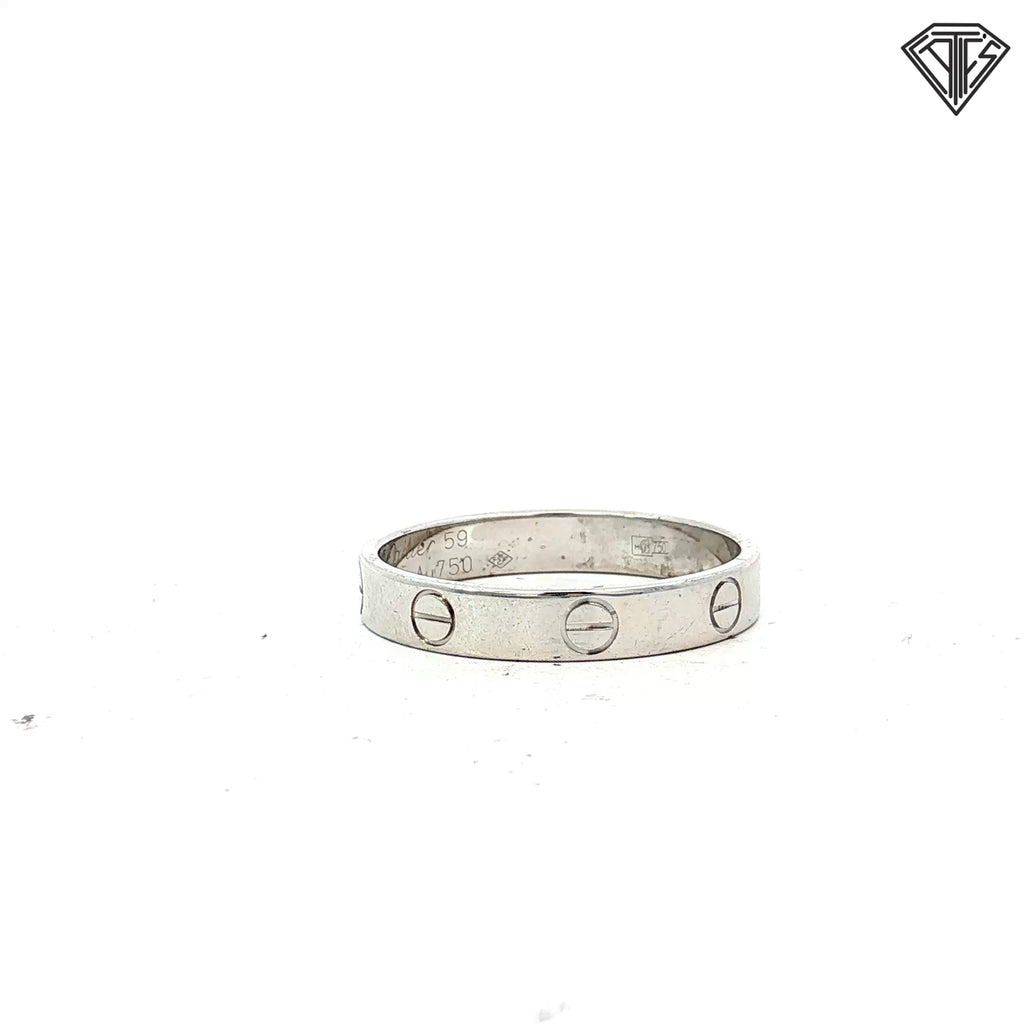 18k White Gold Cartier Style Band Size 9