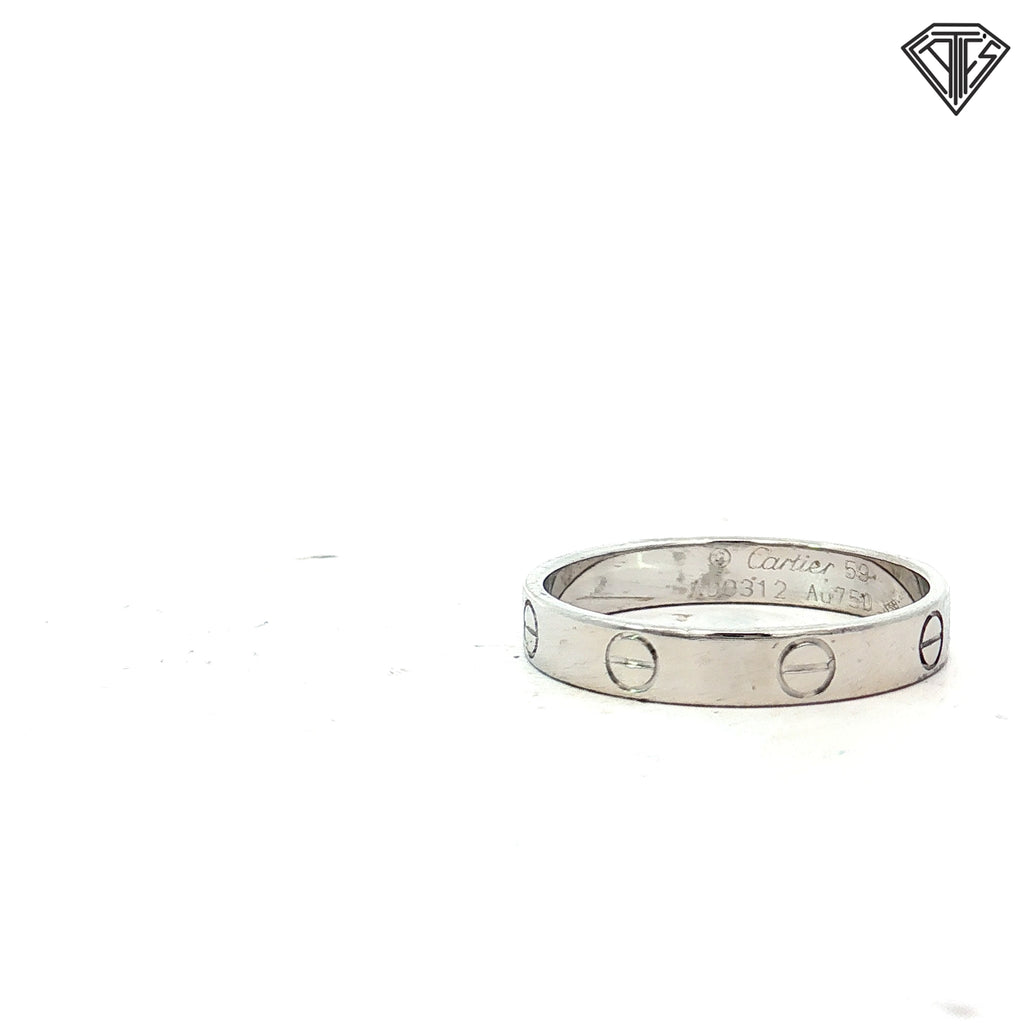 18k White Gold Cartier Style Band Size 9