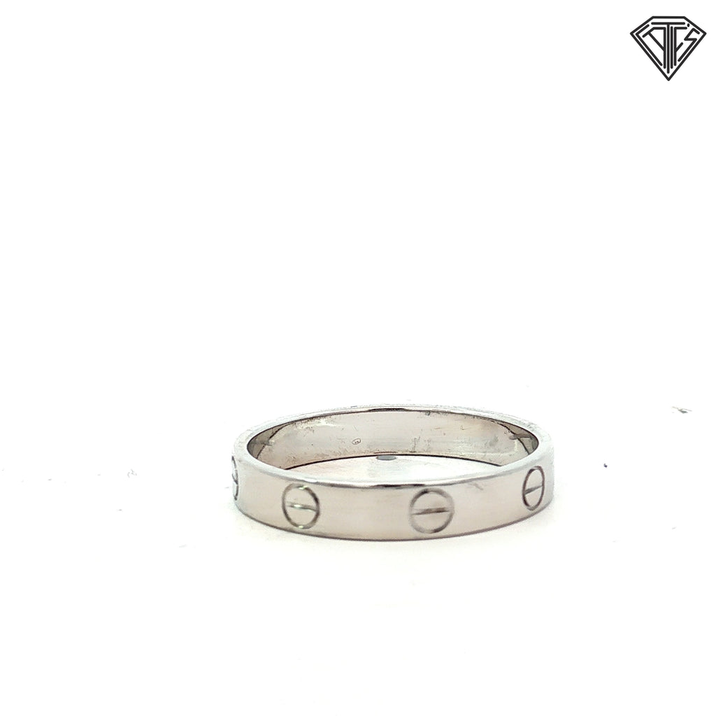18k White Gold Cartier Style Band Size 9