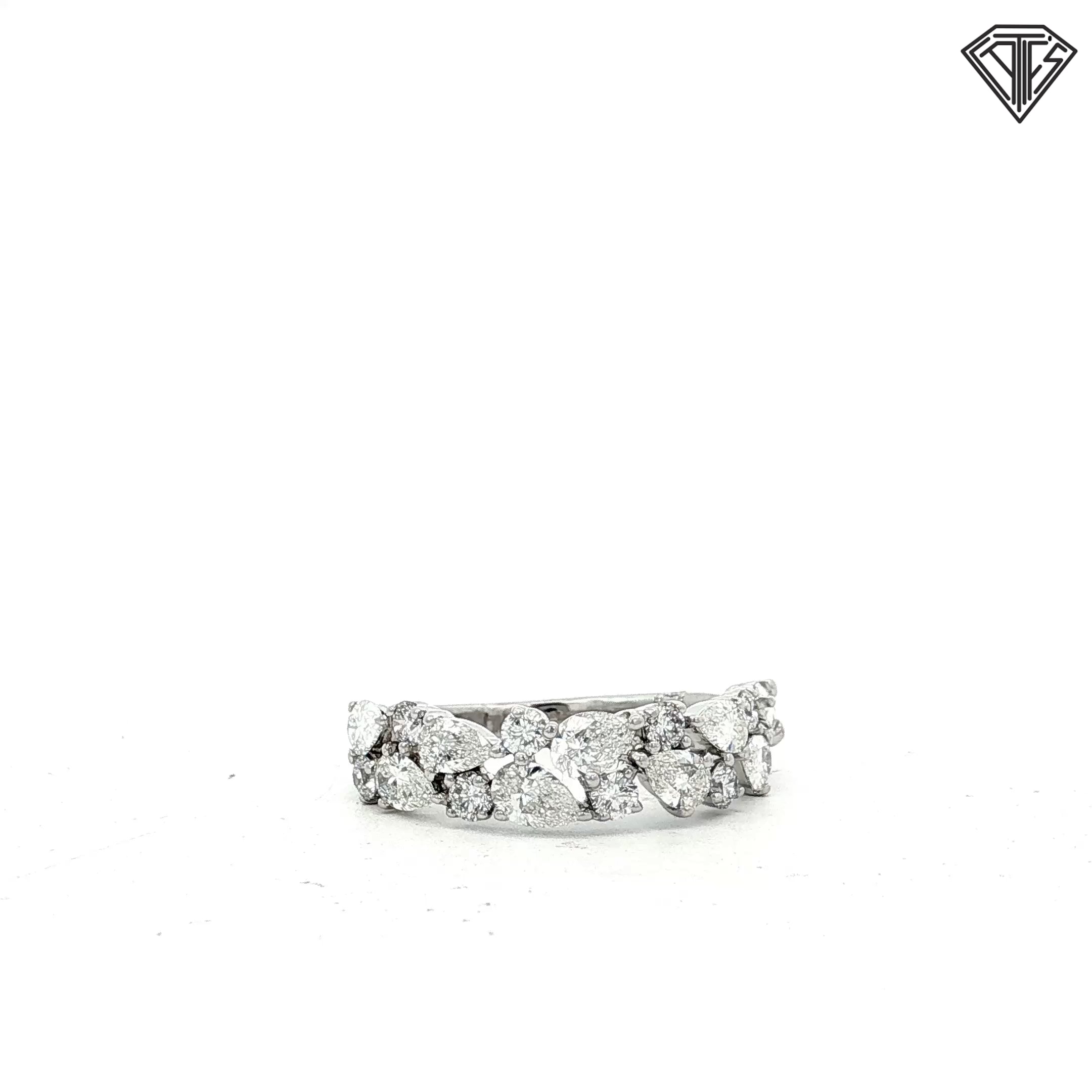 18k White Gold 1.25ct F/G VS2 Pear and Round Diamond Design By Monique Lhuiller Bliss Ring Size 6.5
