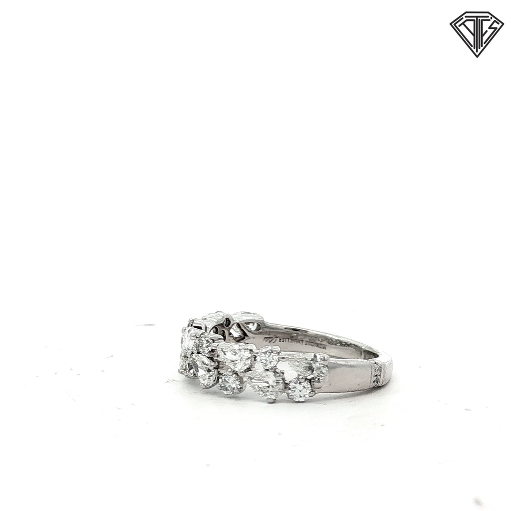 18k White Gold 1.25ct F/G VS2 Pear and Round Diamond Design By Monique Lhuiller Bliss Ring Size 6.5