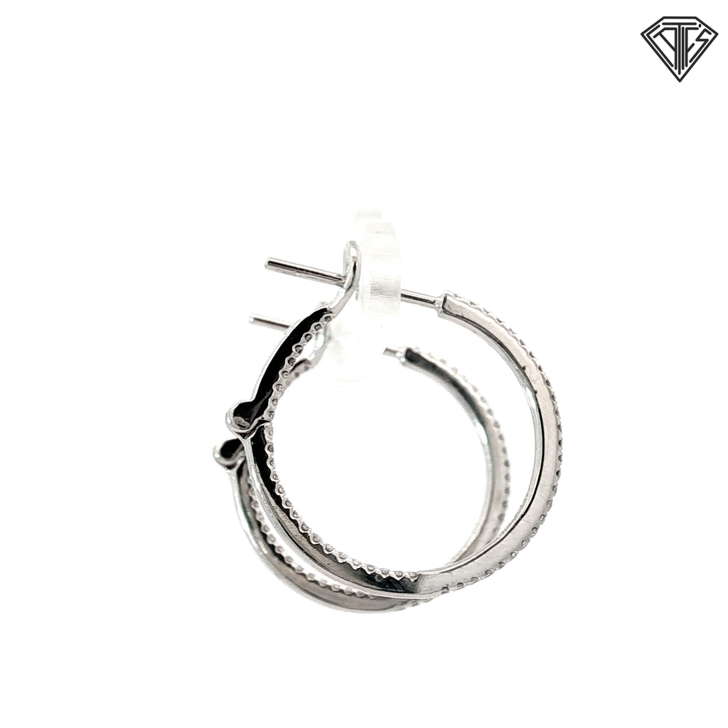 14k White Gold .40ct G SI2 Round Diamond Hoop Earrings 1"inch