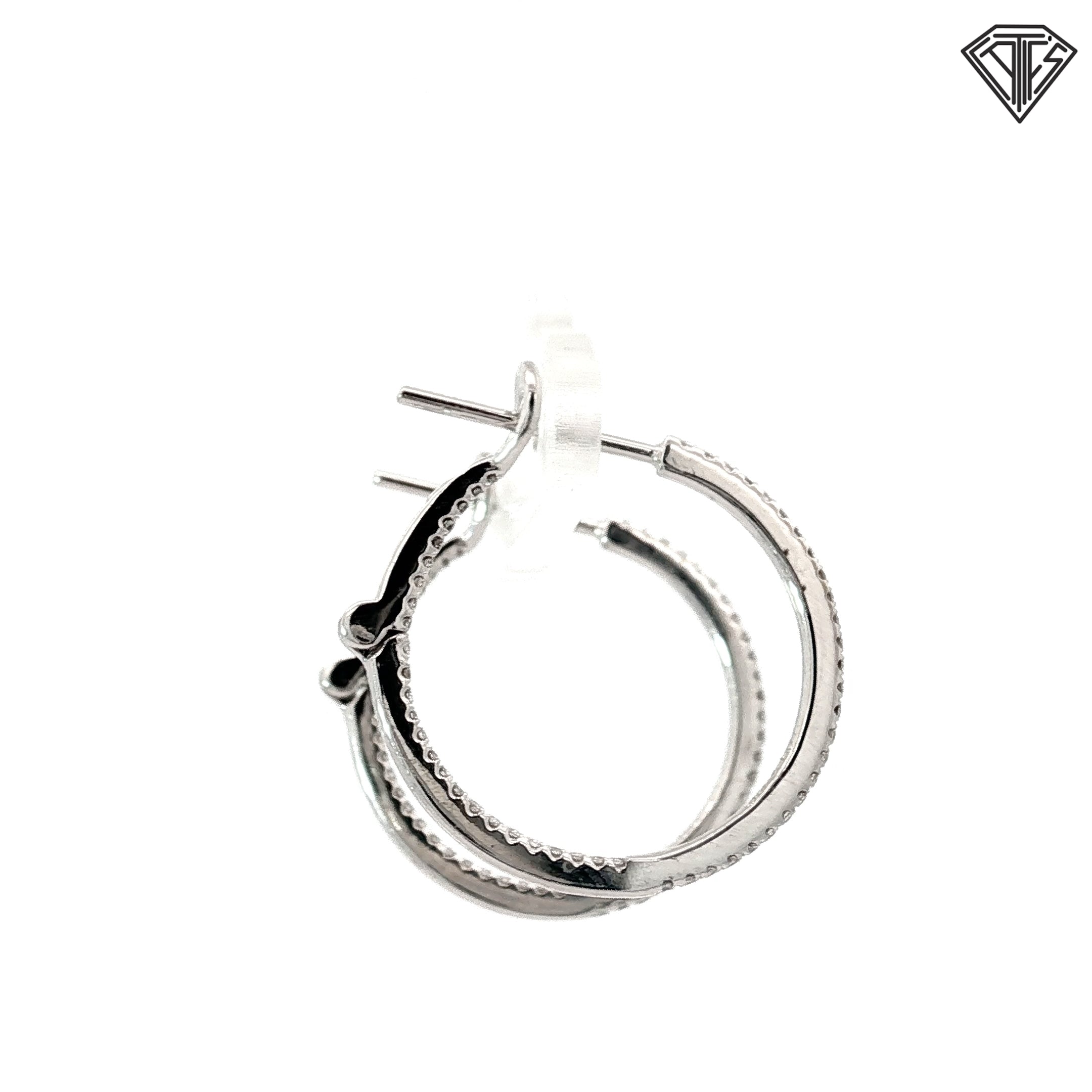 14k White Gold .40ct G SI2 Round Diamond Hoop Earrings 1"inch