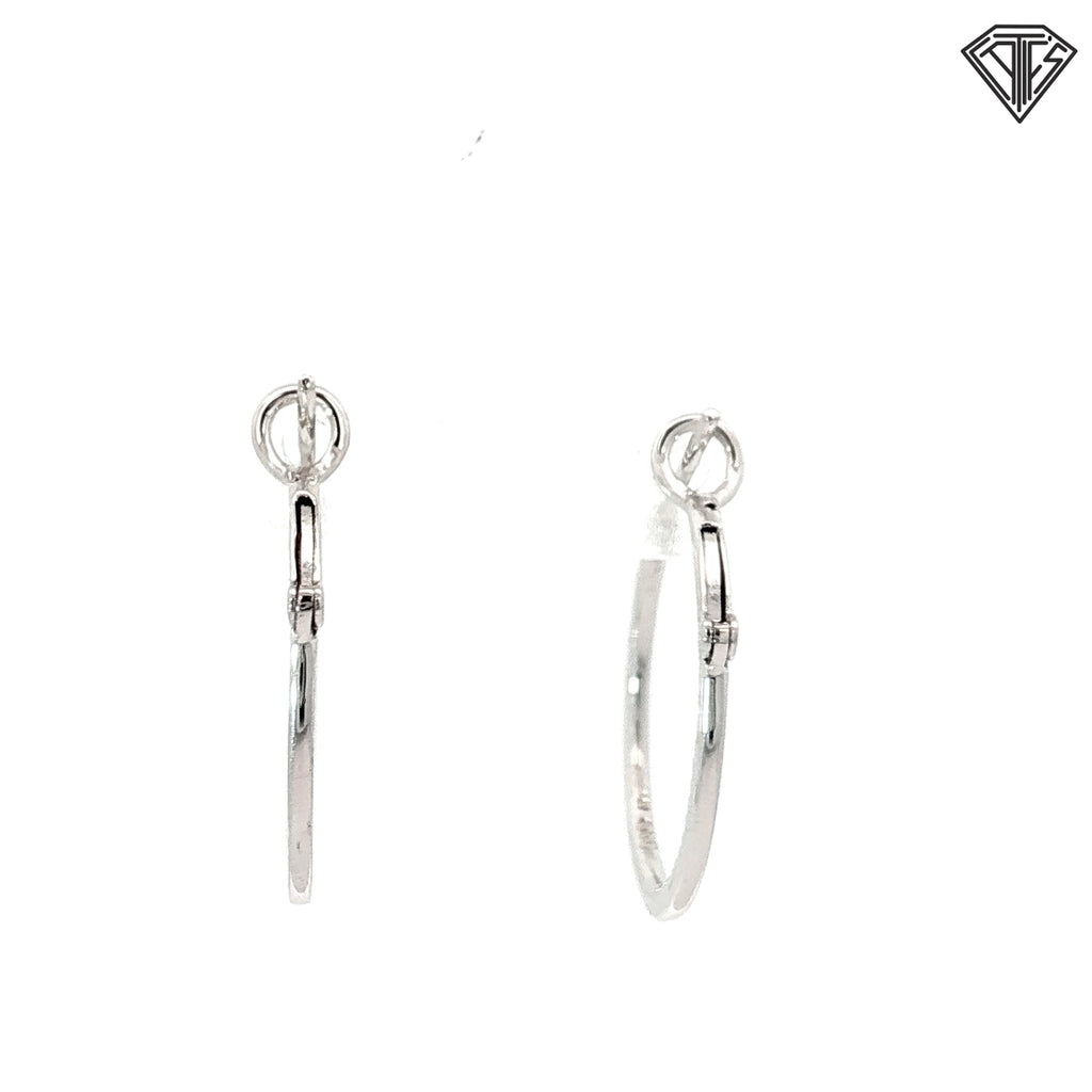 14k White Gold .40ct G SI2 Round Diamond Hoop Earrings 1"inch