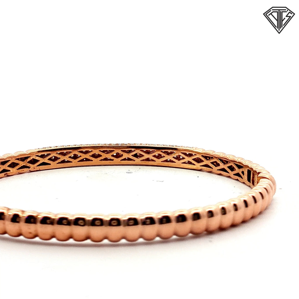 18k Rose Gold 1.00ct F VS2 Round Diamond Pave Bangle Bracelet 16.00 gram 4.7mm