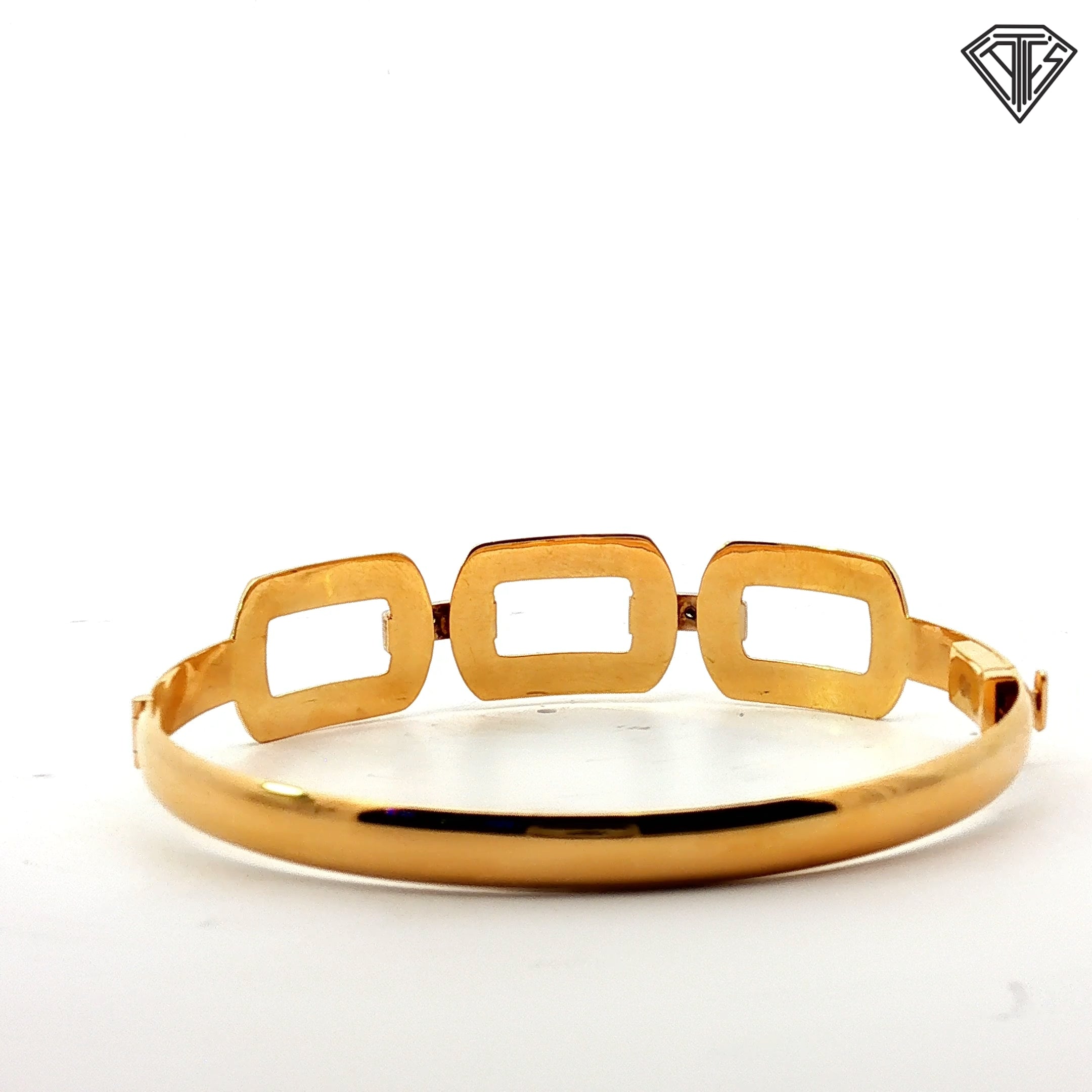18k Yellow Gold .15ct G SI1 Round Diamond Bangle Bracelet 18.6 gram