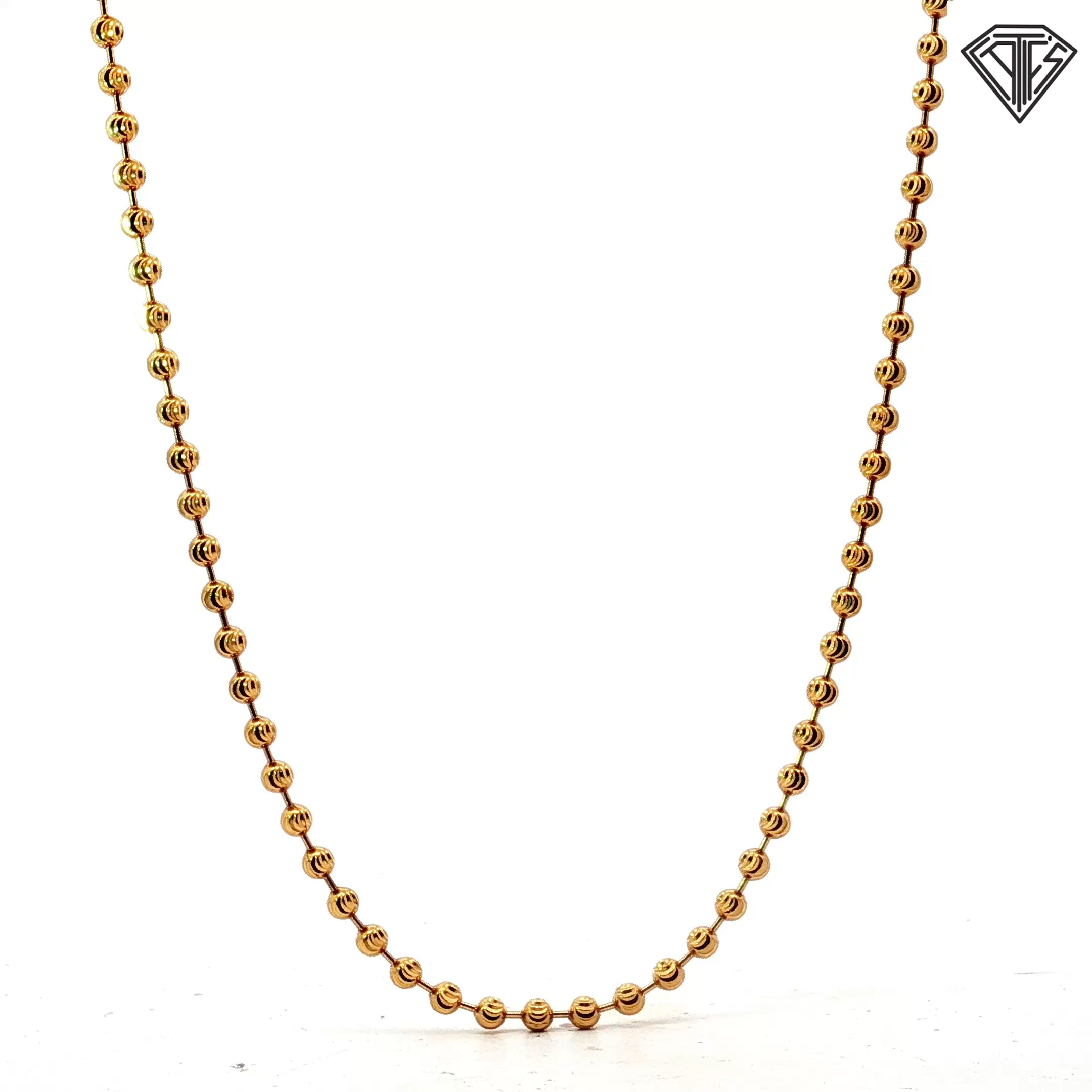 18k Yellow Gold Diamond Cut Beaded Necklace 15.3 gram 31"inch