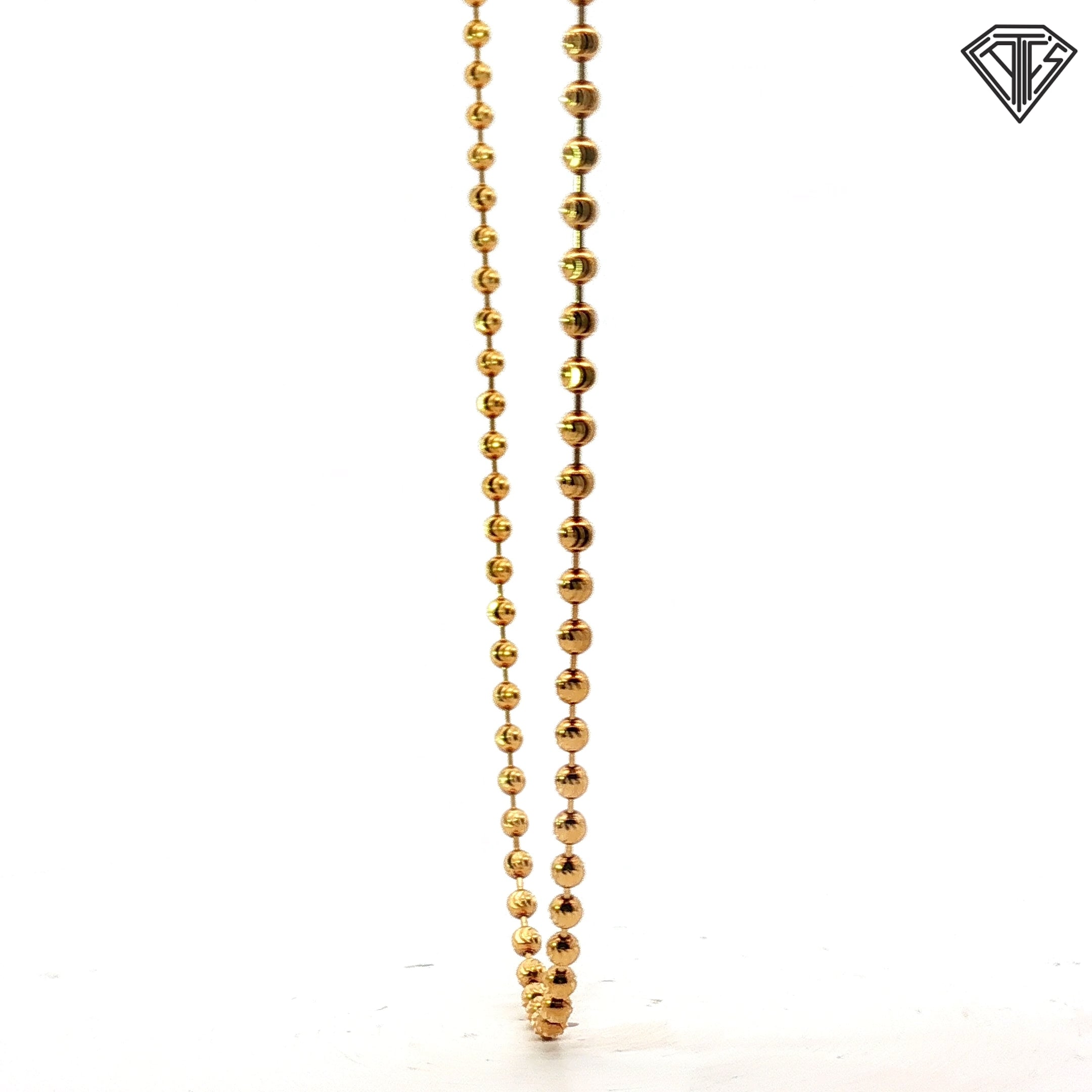 18k Yellow Gold Diamond Cut Beaded Necklace 15.3 gram 31"inch