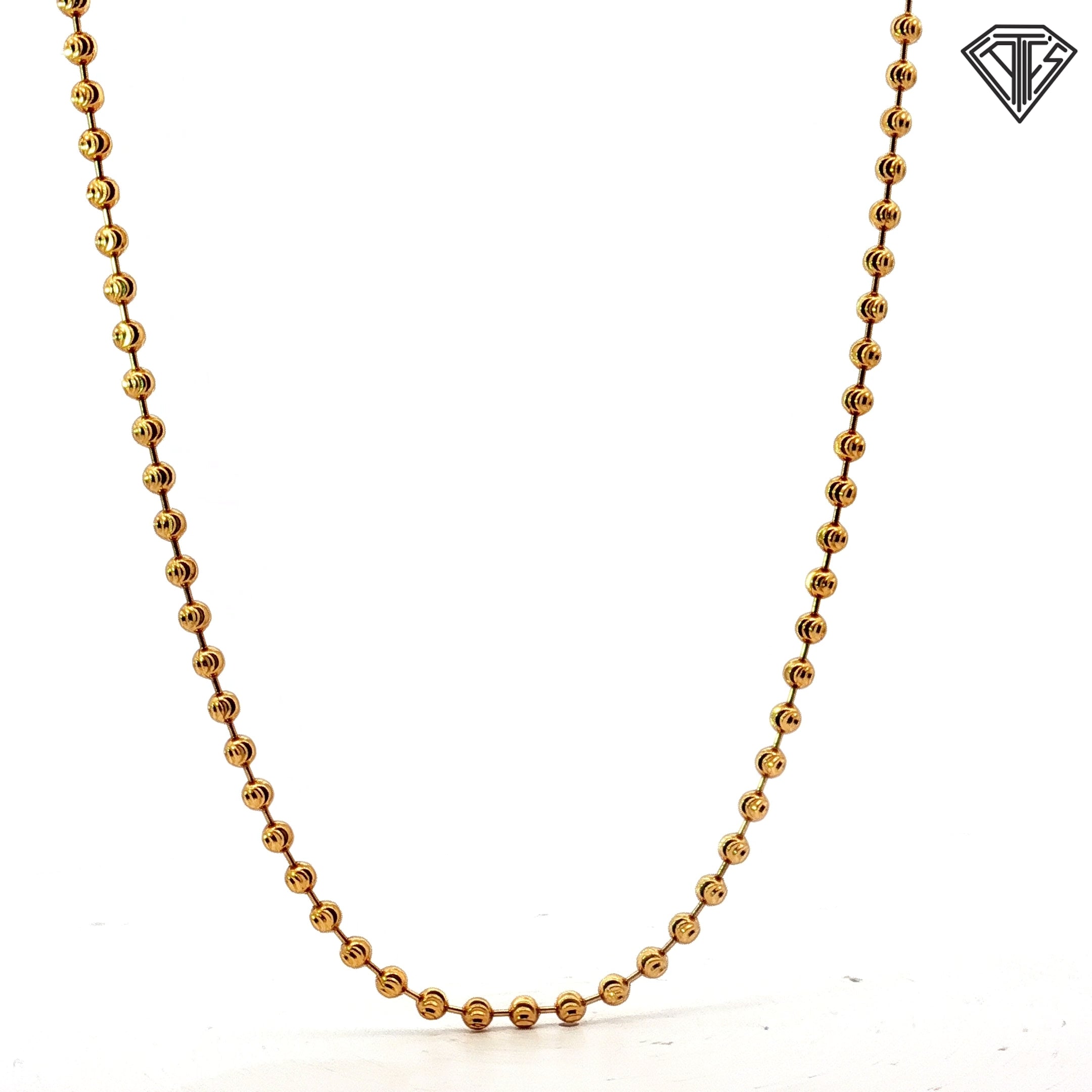 18k Yellow Gold Diamond Cut Beaded Necklace 15.3 gram 31"inch